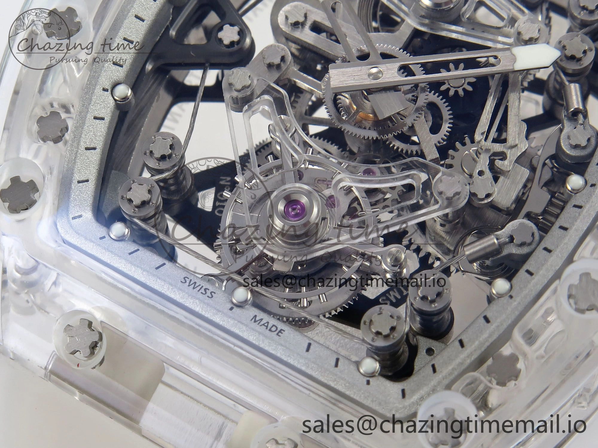 RM56-02 Transparent Tourbillon RMF Best Edition Skeleton White Dial on Transparent Rubber Strap