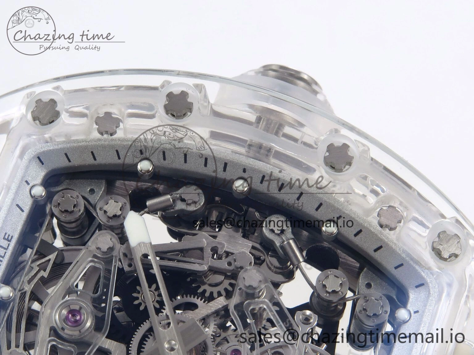RM56-02 Transparent Tourbillon RMF Best Edition Skeleton White Dial on Transparent Rubber Strap