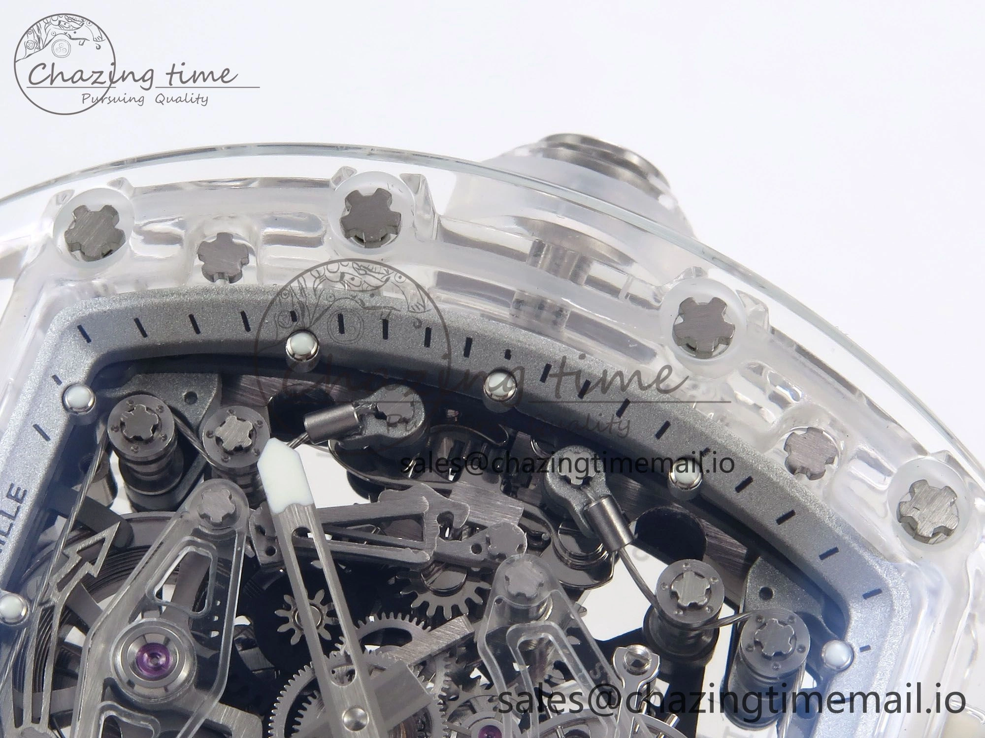 RM56-02 Transparent Tourbillon RMF Best Edition Skeleton White Dial on Transparent Rubber Strap