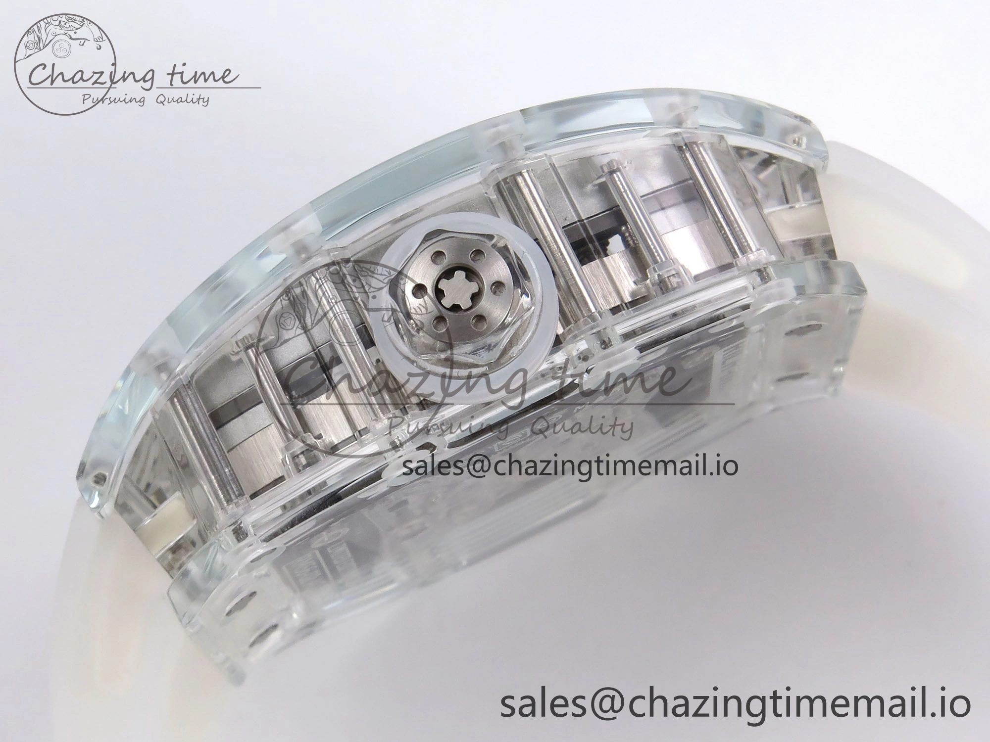 RM56-02 Transparent Tourbillon RMF Best Edition Skeleton White Dial on Transparent Rubber Strap