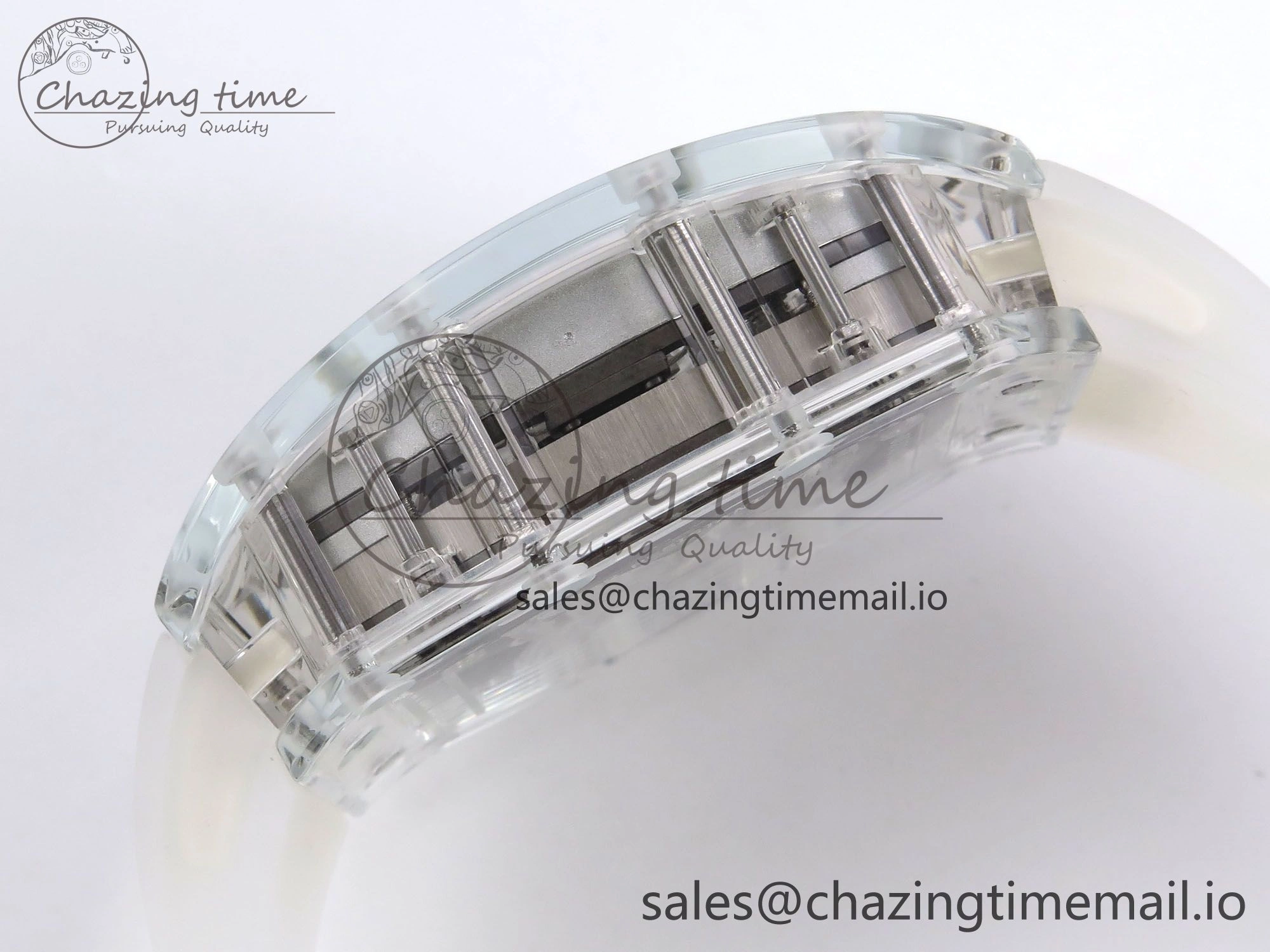 RM56-02 Transparent Tourbillon RMF Best Edition Skeleton White Dial on Transparent Rubber Strap