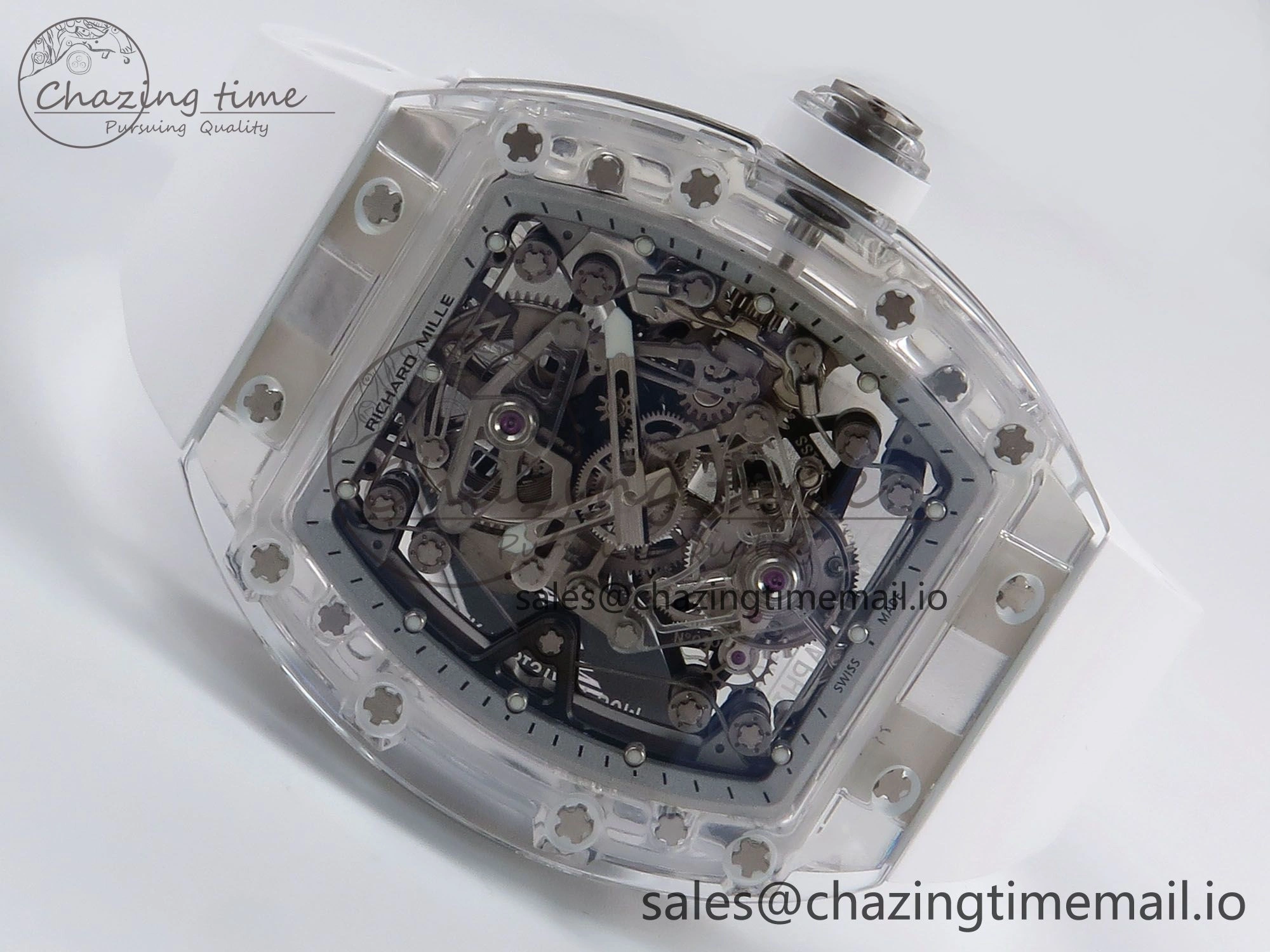RM56-02 Transparent Tourbillon RMF Best Edition Skeleton White Dial on White Rubber Strap