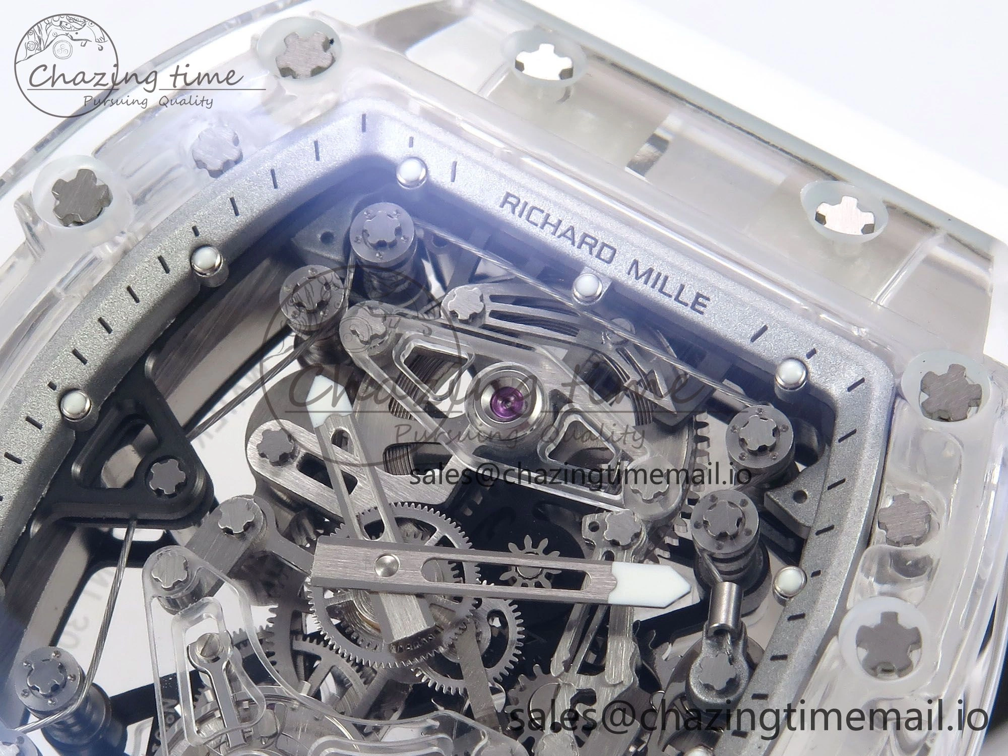 RM56-02 Transparent Tourbillon RMF Best Edition Skeleton White Dial on White Rubber Strap