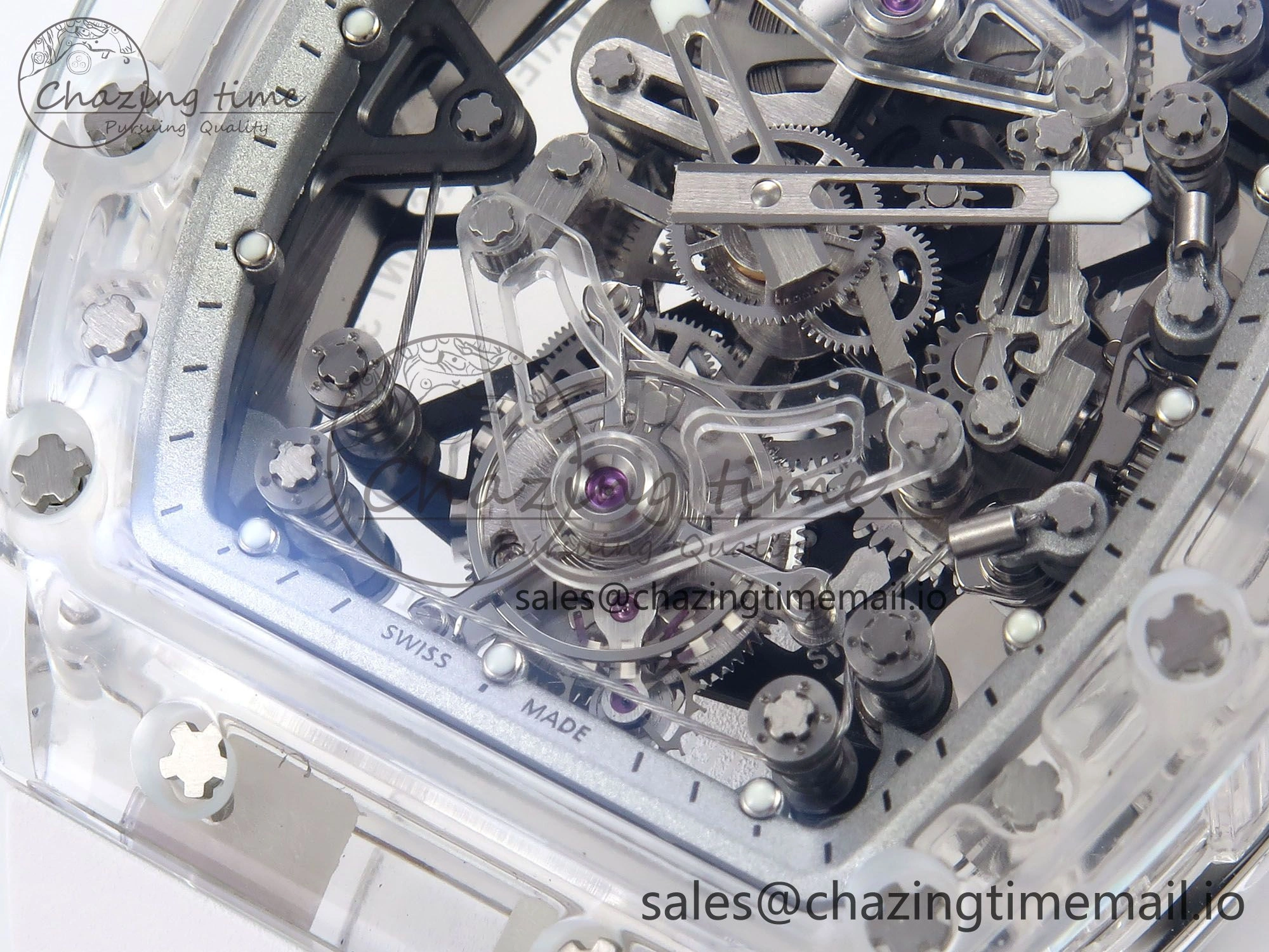 RM56-02 Transparent Tourbillon RMF Best Edition Skeleton White Dial on White Rubber Strap