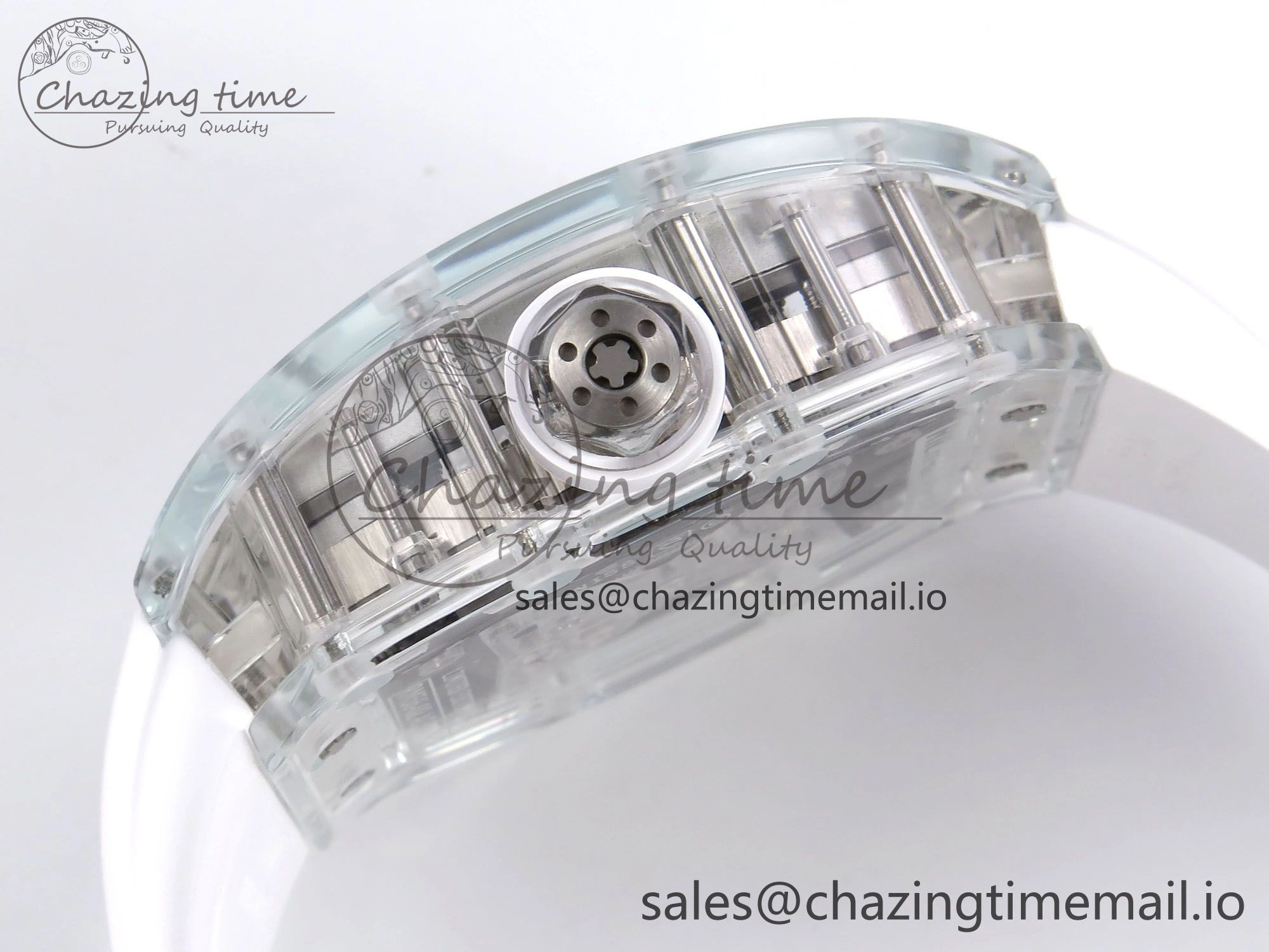 RM56-02 Transparent Tourbillon RMF Best Edition Skeleton White Dial on White Rubber Strap