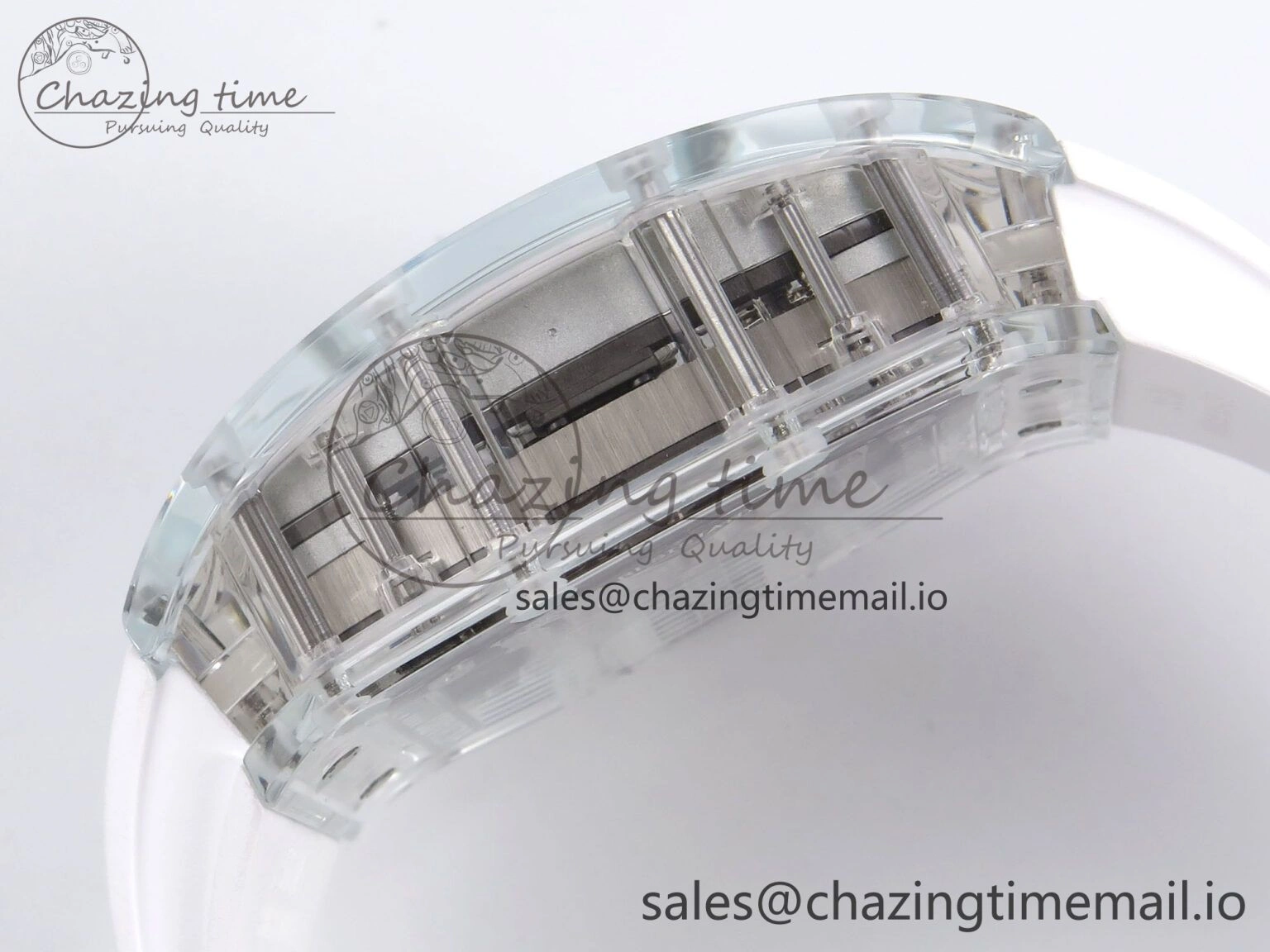 RM56-02 Transparent Tourbillon RMF Best Edition Skeleton White Dial on White Rubber Strap