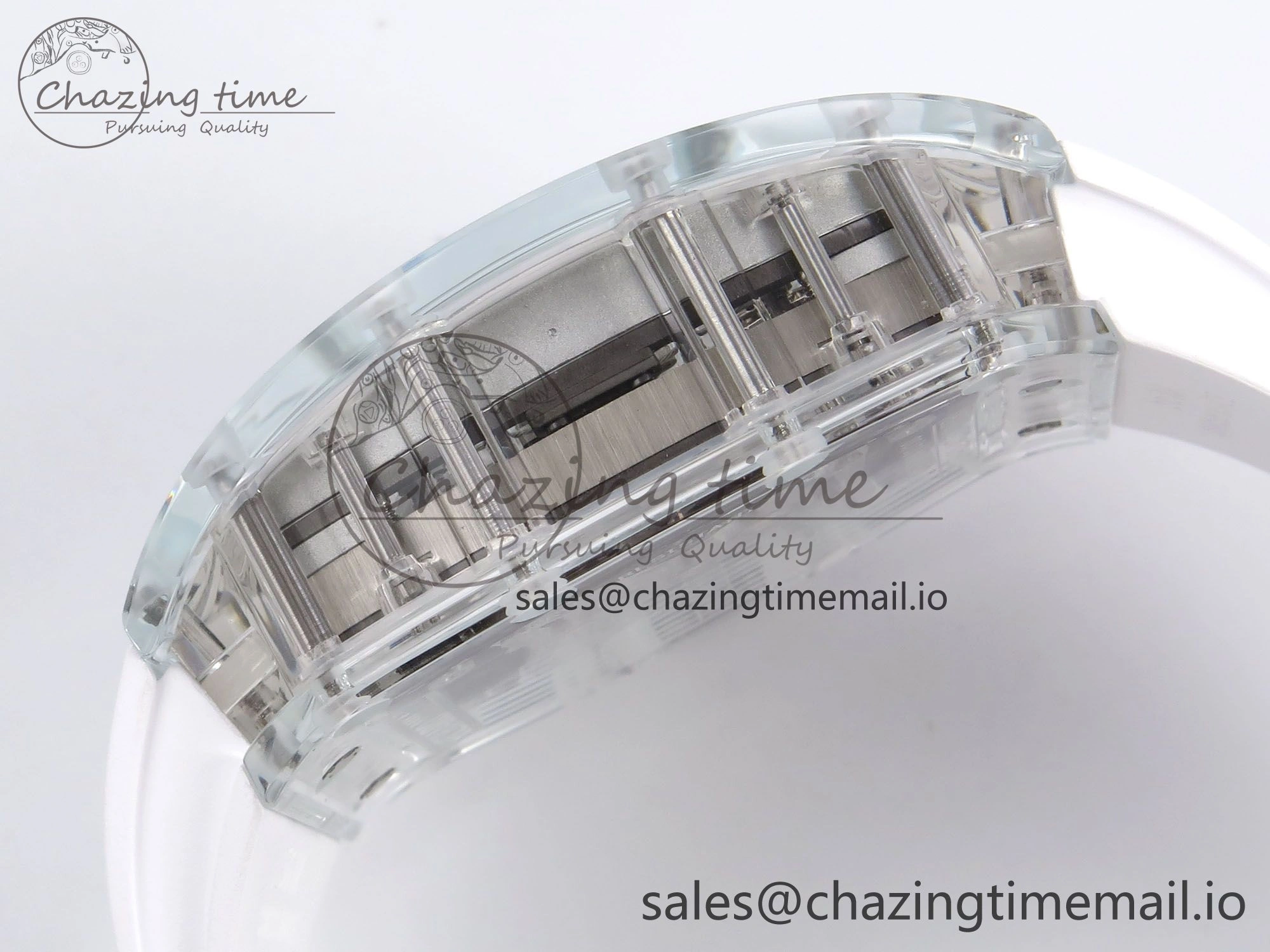 RM56-02 Transparent Tourbillon RMF Best Edition Skeleton White Dial on White Rubber Strap