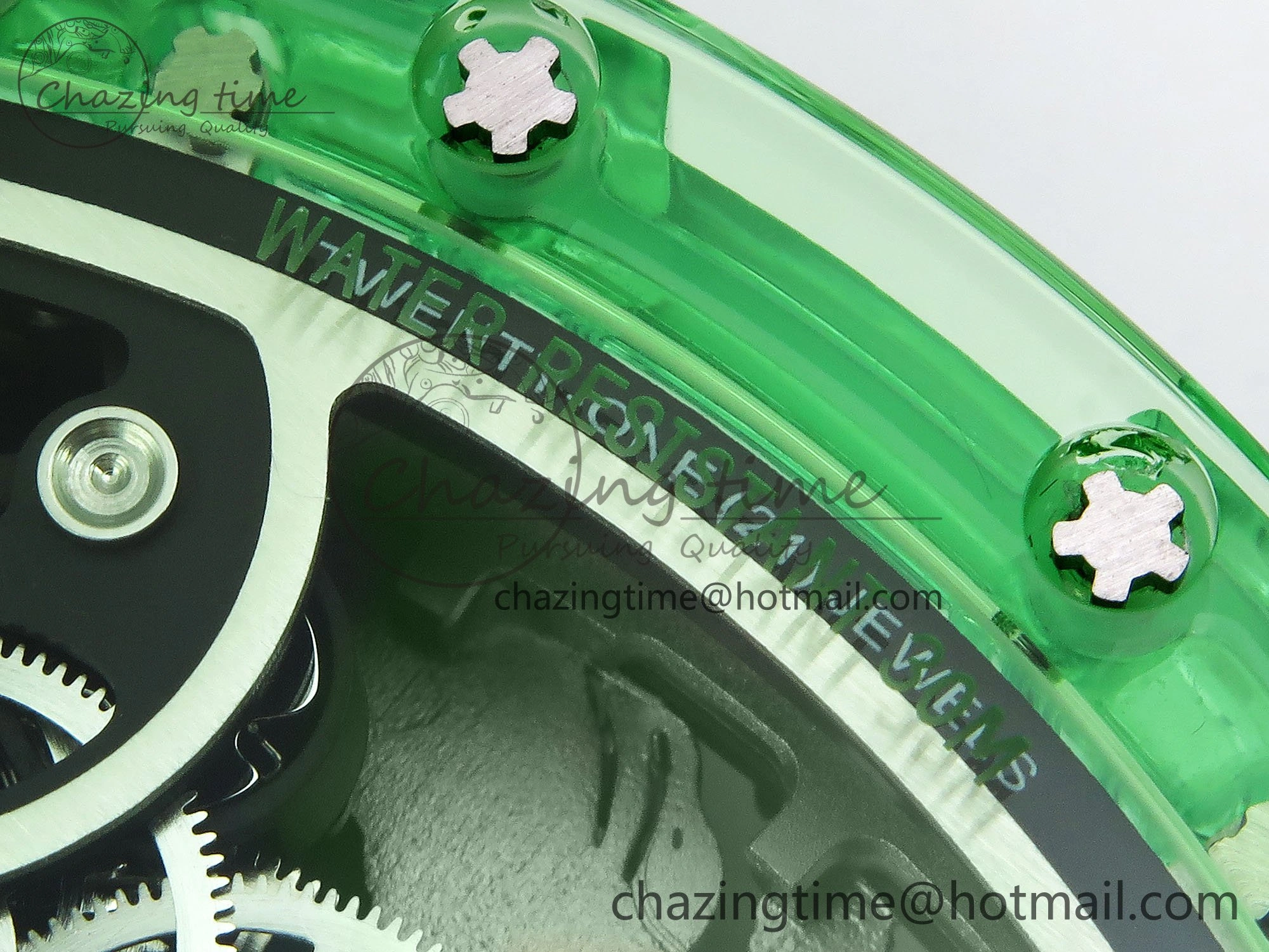 RM57 Green Transparent Tourbillon RMF Best Edition Silver Dragon Eagle Dial on White Rubber Strap