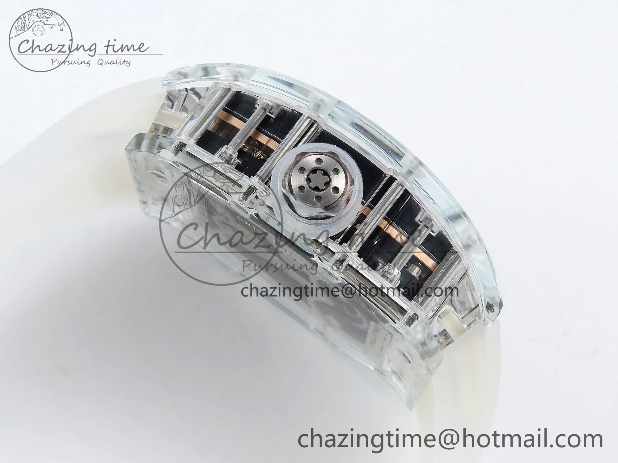 RM57 Transparent Tourbillon RMF Best Edition Gold Dragon Eagle Dial on Transparent Rubber Strap