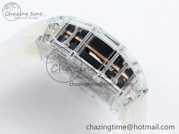 RM57 Transparent Tourbillon RMF Best Edition Gold Dragon Eagle Dial on Transparent Rubber Strap