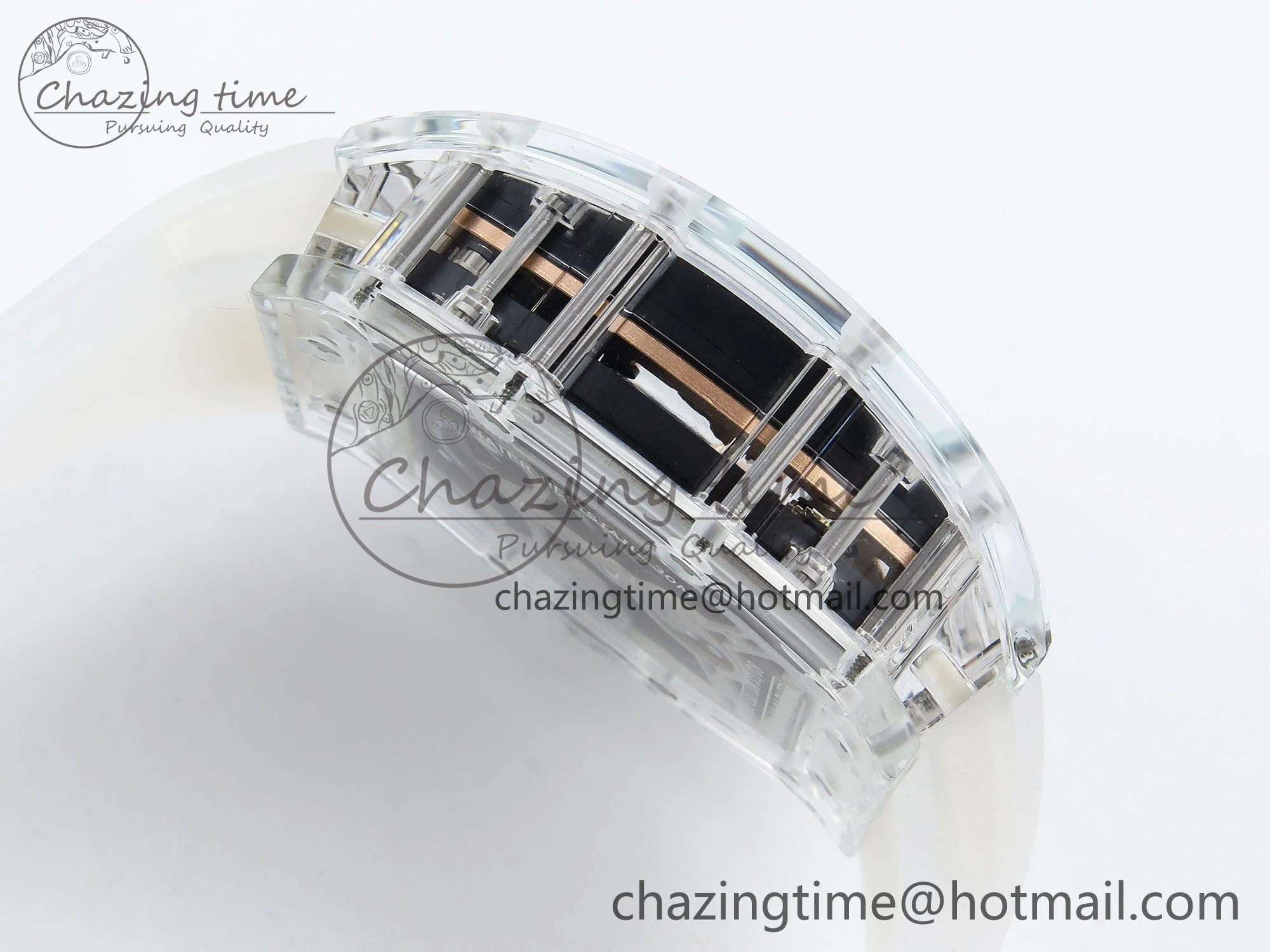 RM57 Transparent Tourbillon RMF Best Edition Gold Dragon Eagle Dial on Transparent Rubber Strap