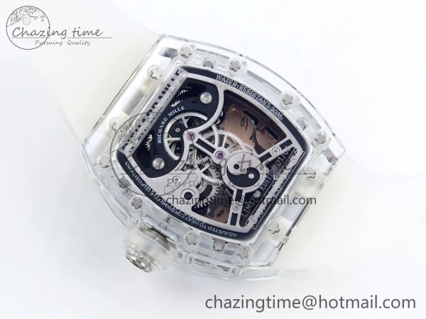 RM57 Transparent Tourbillon RMF Best Edition Gold Dragon Eagle Dial on Transparent Rubber Strap
