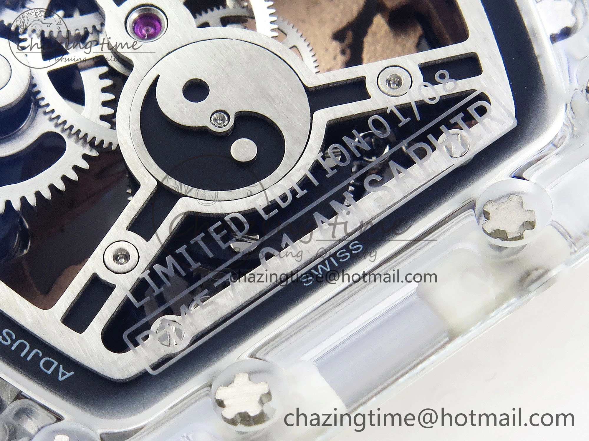 RM57 Transparent Tourbillon RMF Best Edition Gold Dragon Eagle Dial on Transparent Rubber Strap