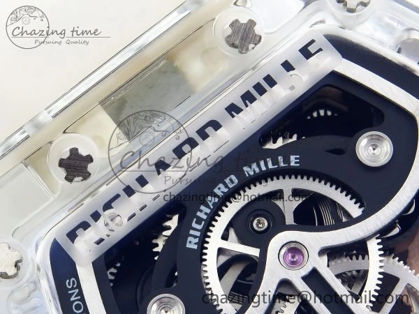 RM57 Transparent Tourbillon RMF Best Edition Silver Dragon Eagle Dial on Transparent Rubber Strap