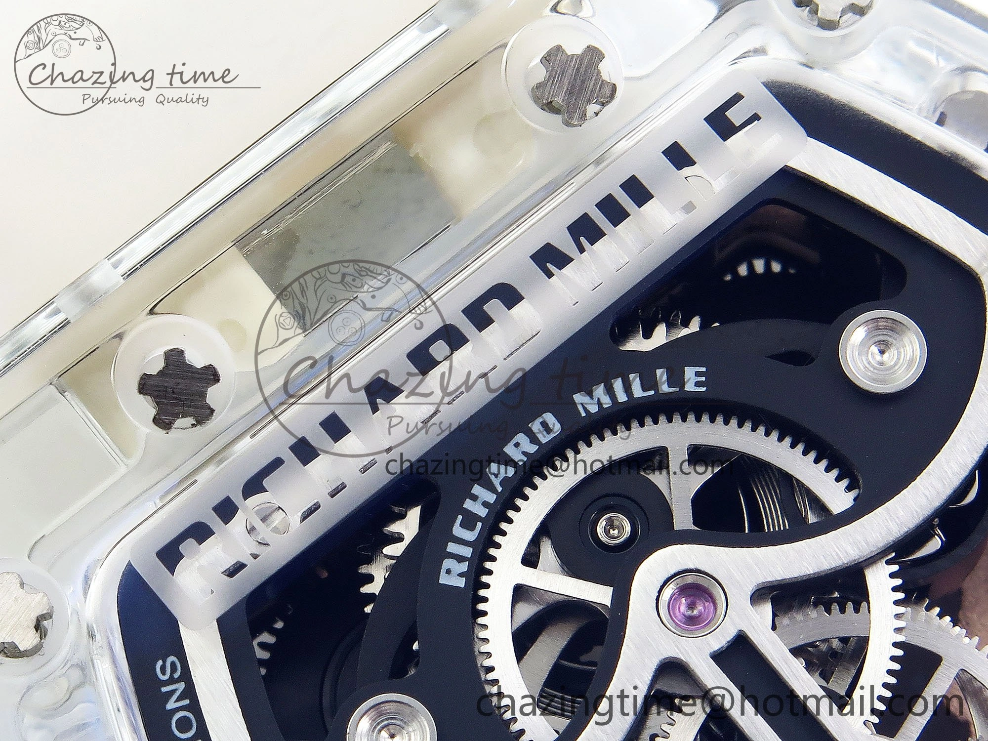 RM57 Transparent Tourbillon RMF Best Edition Silver Dragon Eagle Dial on Transparent Rubber Strap