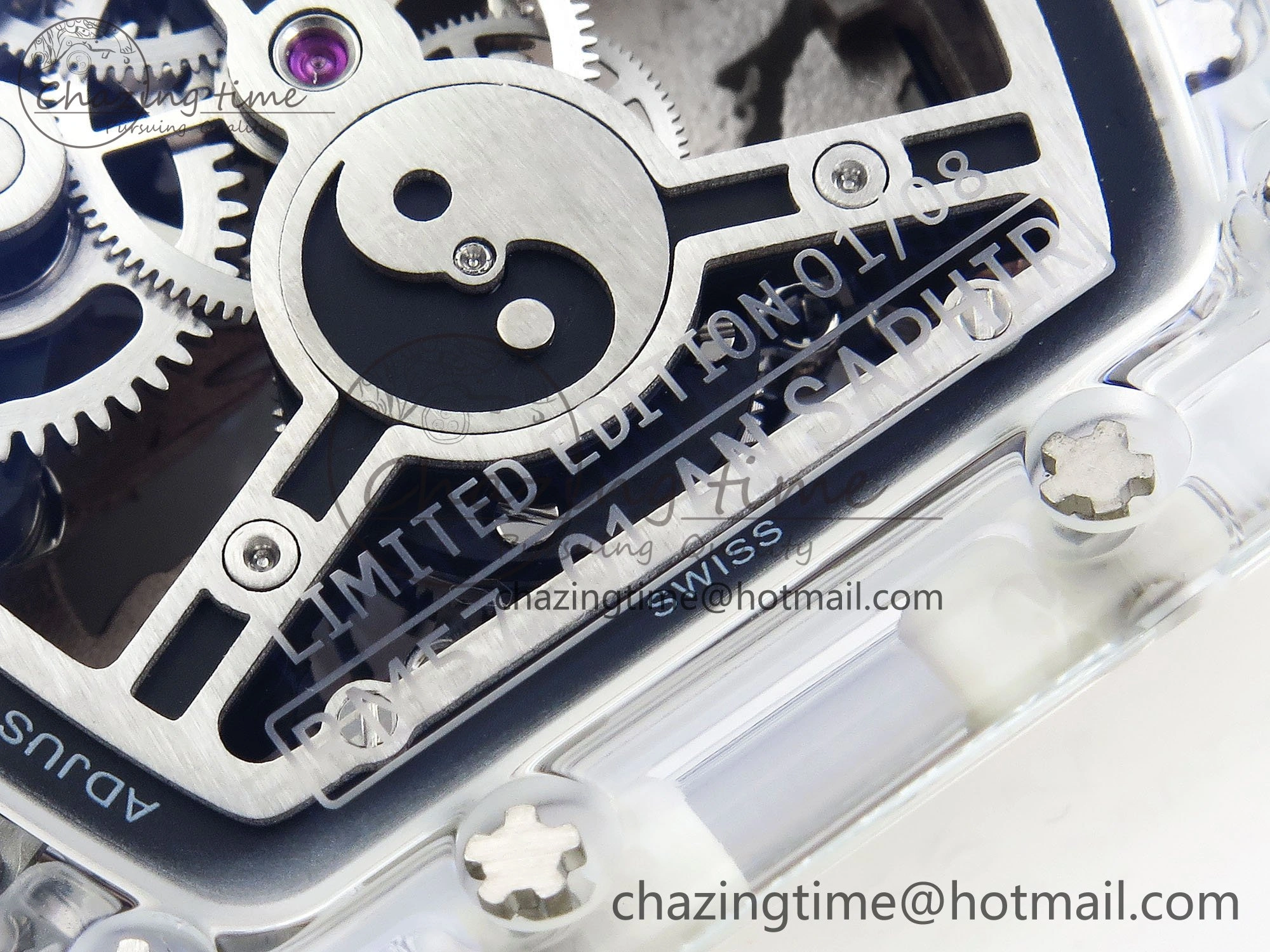 RM57 Transparent Tourbillon RMF Best Edition Silver Dragon Eagle Dial on Transparent Rubber Strap