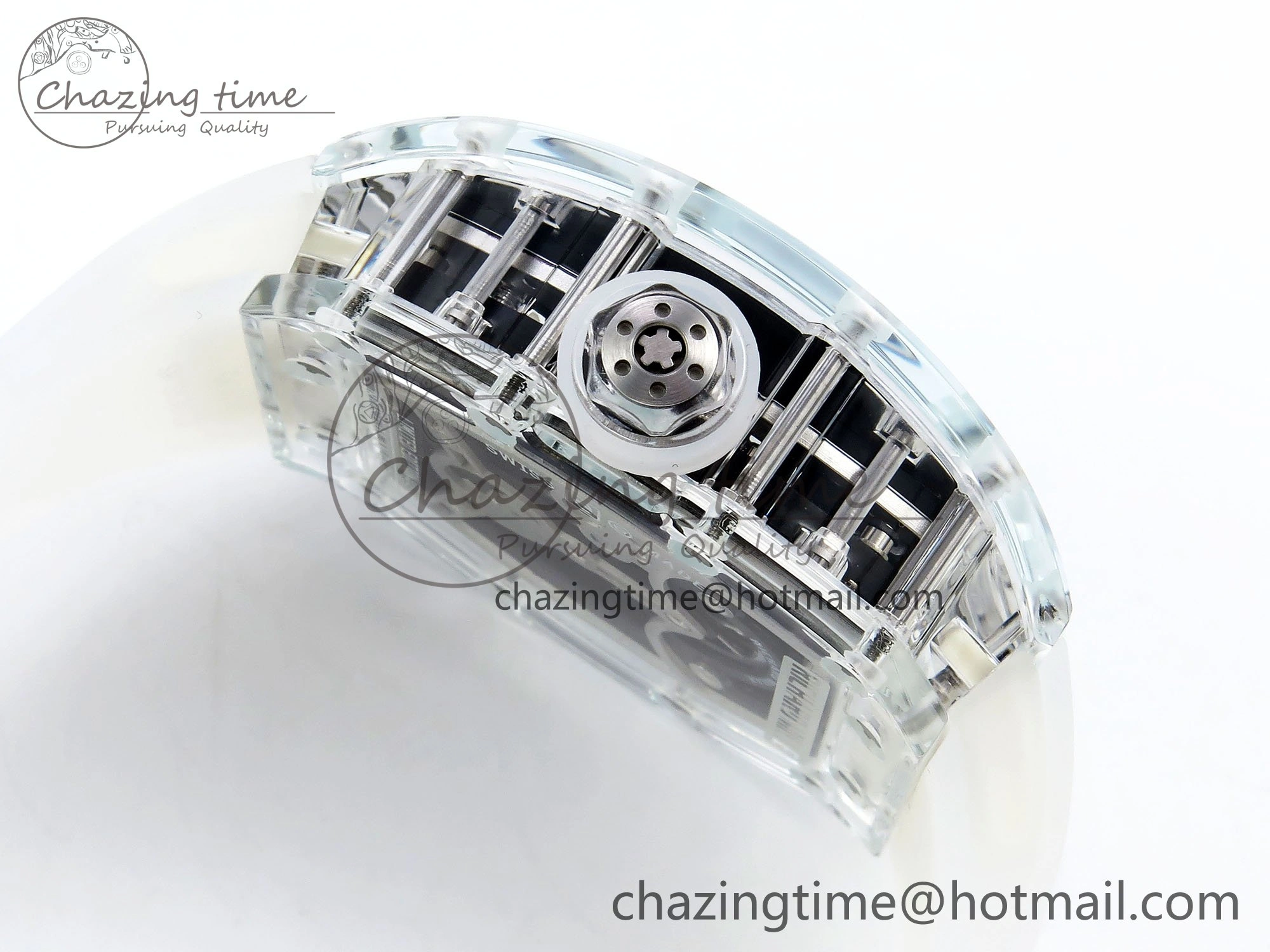 RM57 Transparent Tourbillon RMF Best Edition Silver Dragon Eagle Dial on Transparent Rubber Strap