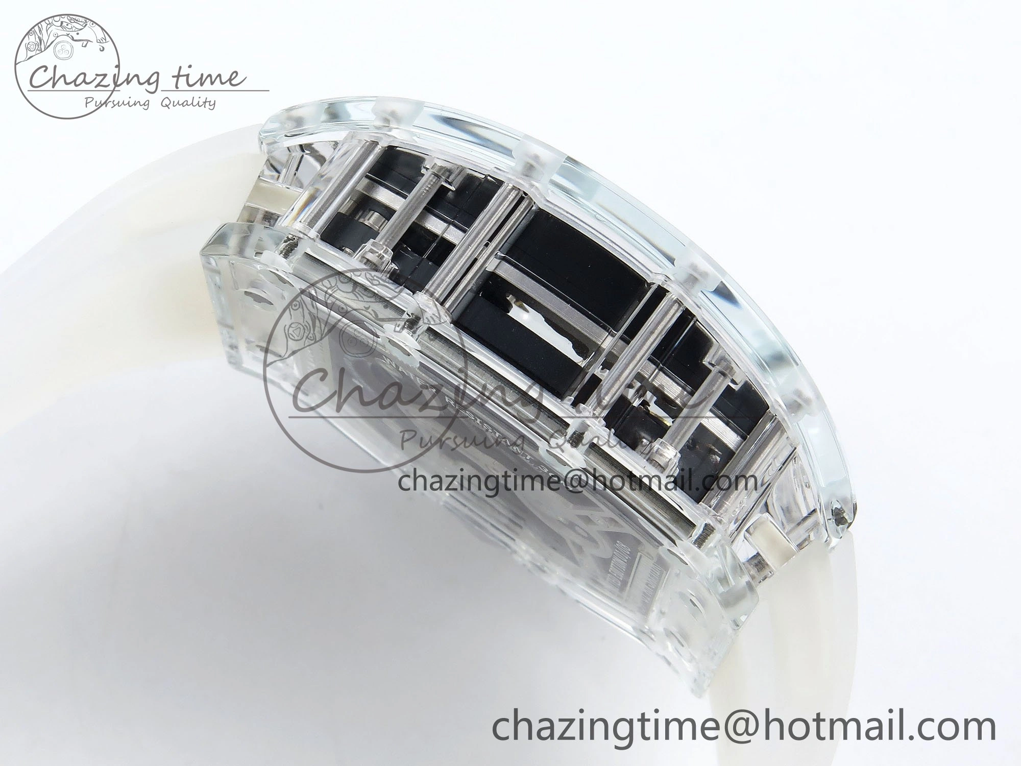 RM57 Transparent Tourbillon RMF Best Edition Silver Dragon Eagle Dial on Transparent Rubber Strap