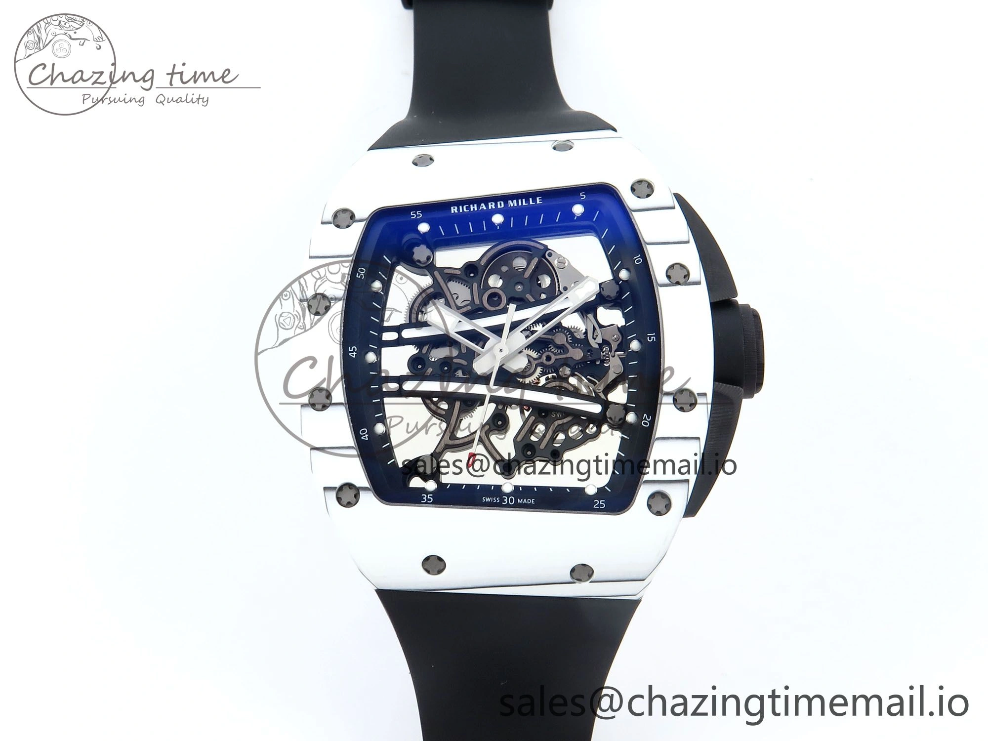 RM61-01 Yohan Blake White NTPT APSF 1:1 Best Edition on Black Rubber Strap RMUL2 Super Clone