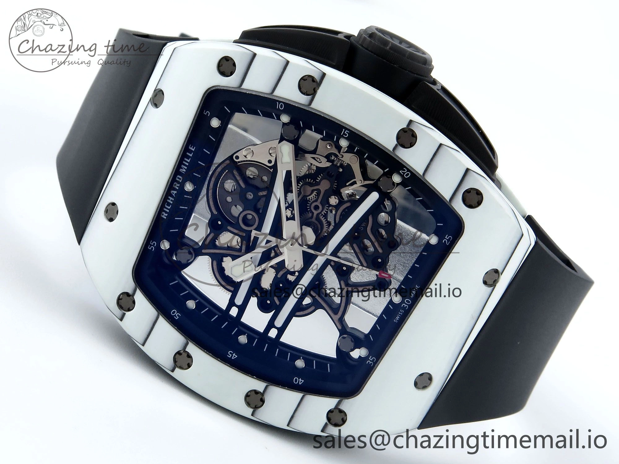 RM61-01 Yohan Blake White NTPT APSF 1:1 Best Edition on Black Rubber Strap RMUL2 Super Clone