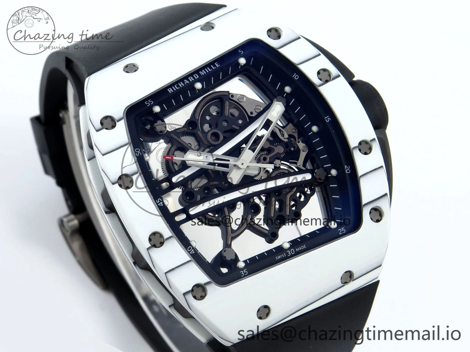 RM61-01 Yohan Blake White NTPT APSF 1:1 Best Edition on Black Rubber Strap RMUL2 Super Clone