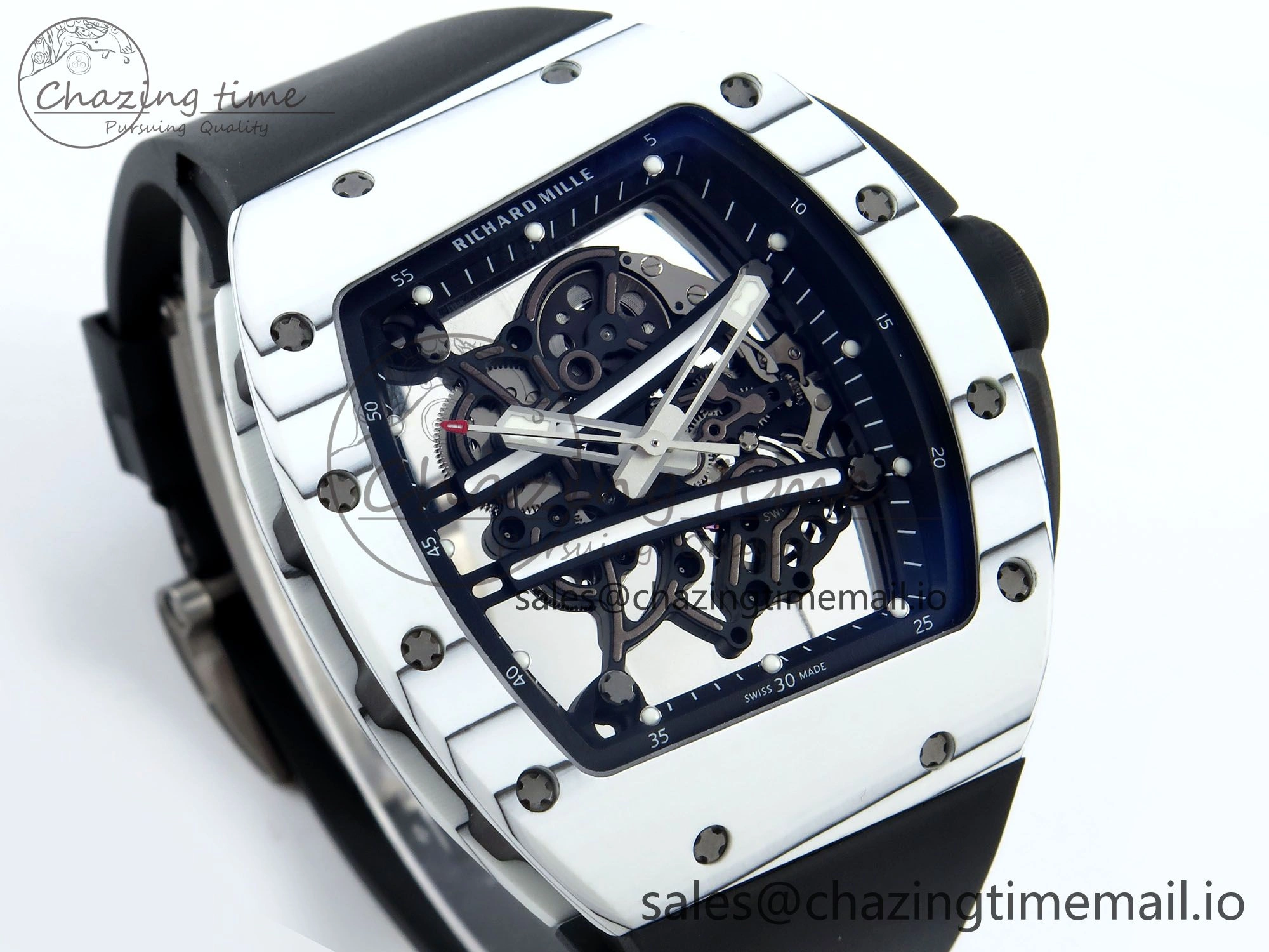 RM61-01 Yohan Blake White NTPT APSF 1:1 Best Edition on Black Rubber Strap RMUL2 Super Clone