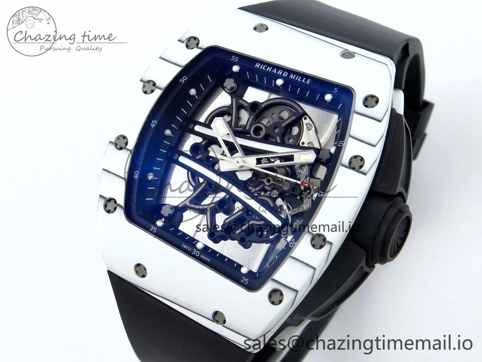 RM61-01 Yohan Blake White NTPT APSF 1:1 Best Edition on Black Rubber Strap RMUL2 Super Clone