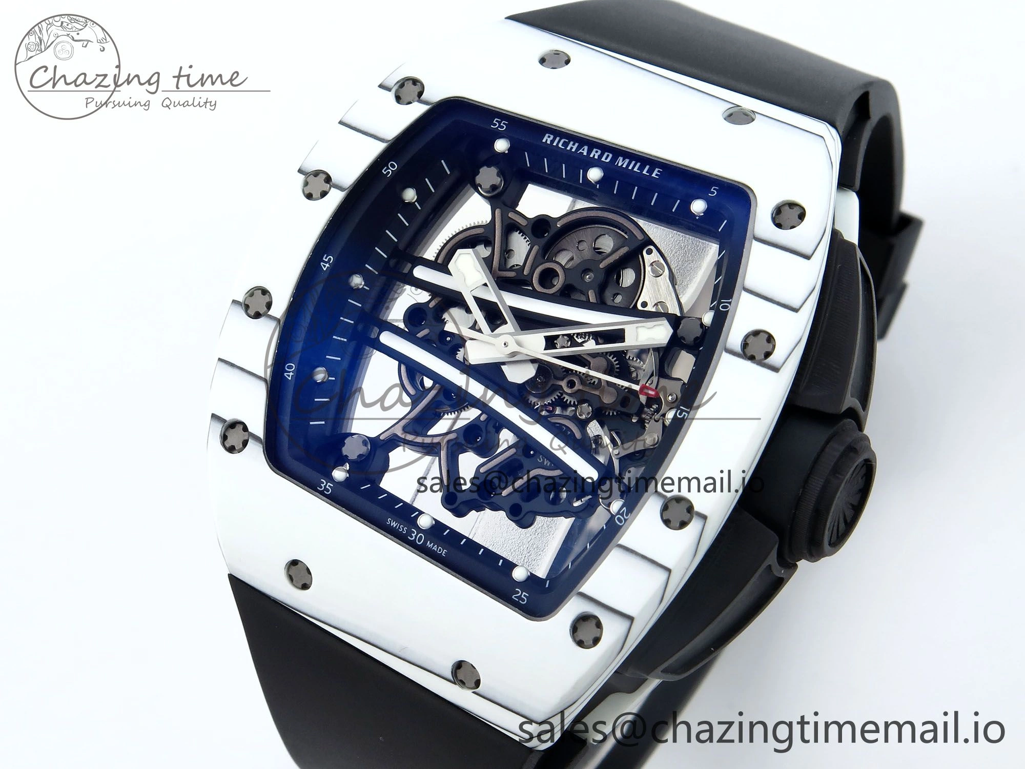 RM61-01 Yohan Blake White NTPT APSF 1:1 Best Edition on Black Rubber Strap RMUL2 Super Clone