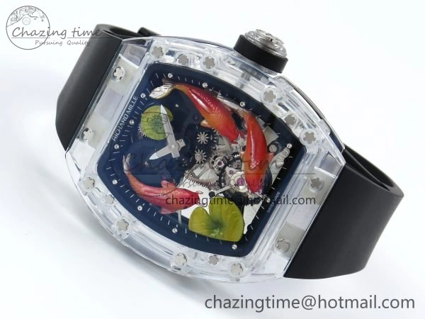 RMS10 Tourbillon Transparent RMF Best Edition Koi Fish Dial on Black Rubber Strap