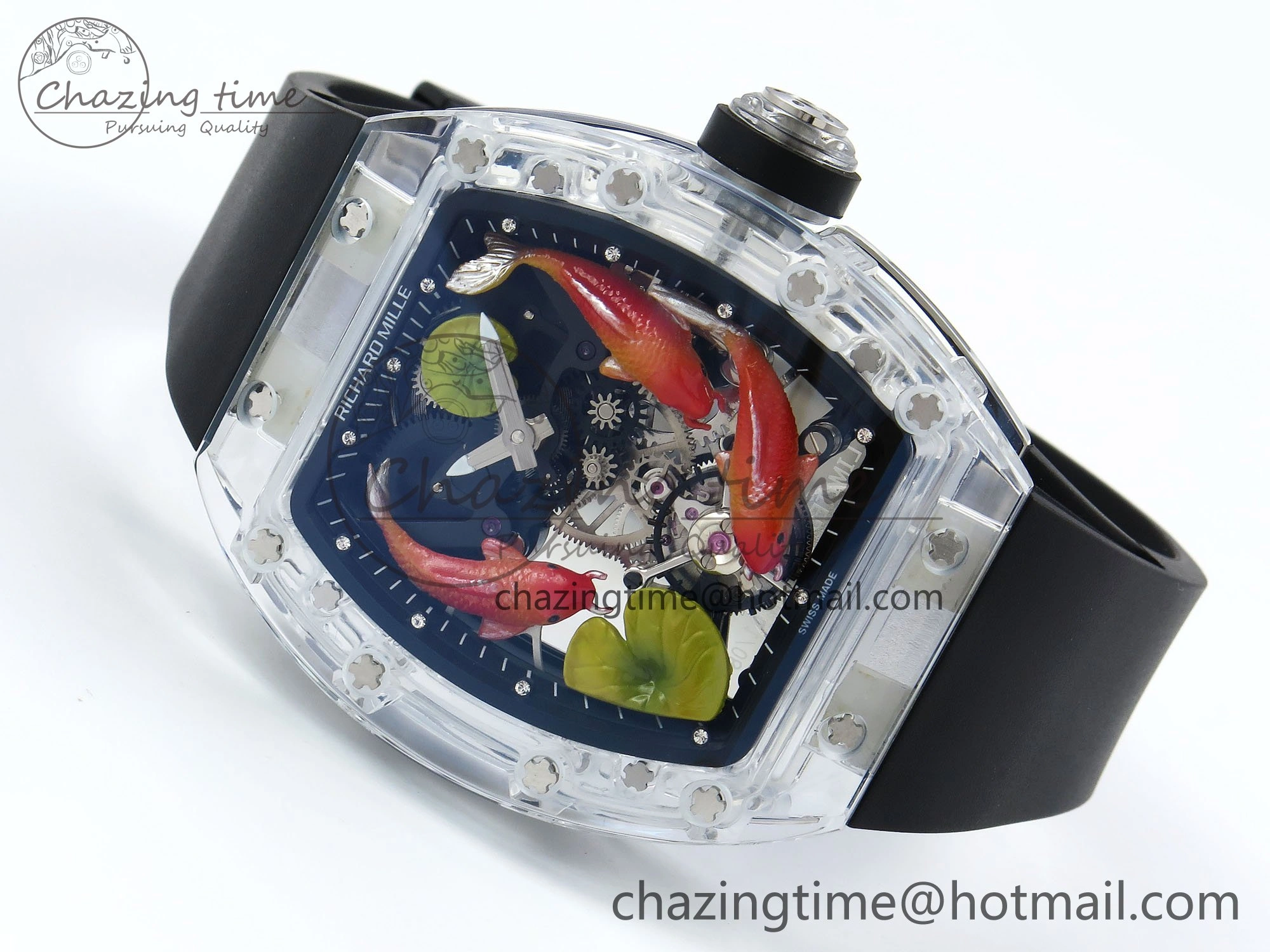 RMS10 Tourbillon Transparent RMF Best Edition Koi Fish Dial on Black Rubber Strap