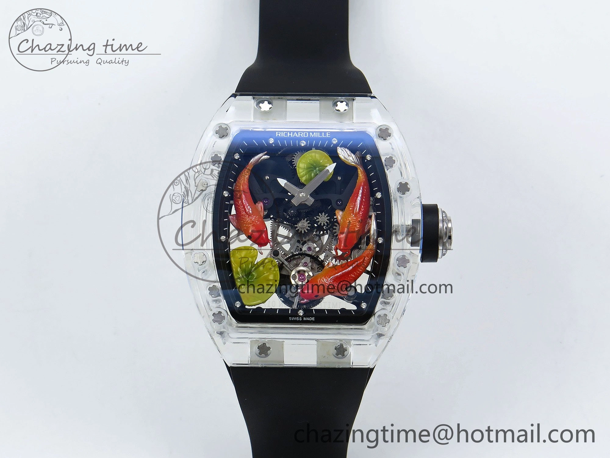RMS10 Tourbillon Transparent RMF Best Edition Koi Fish Dial on Black Rubber Strap