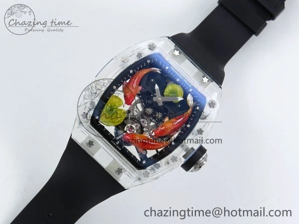 RMS10 Tourbillon Transparent RMF Best Edition Koi Fish Dial on Black Rubber Strap