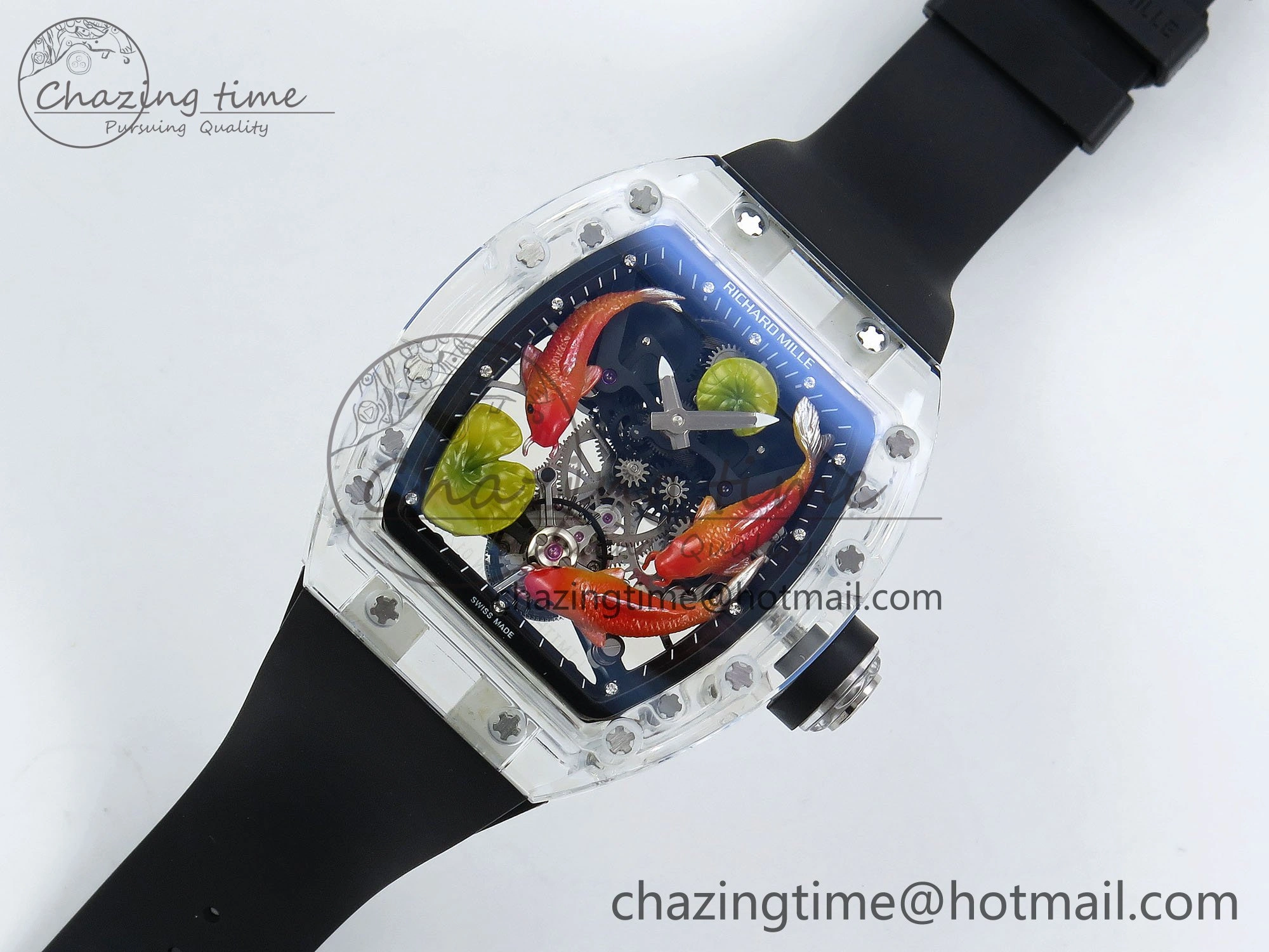 RMS10 Tourbillon Transparent RMF Best Edition Koi Fish Dial on Black Rubber Strap