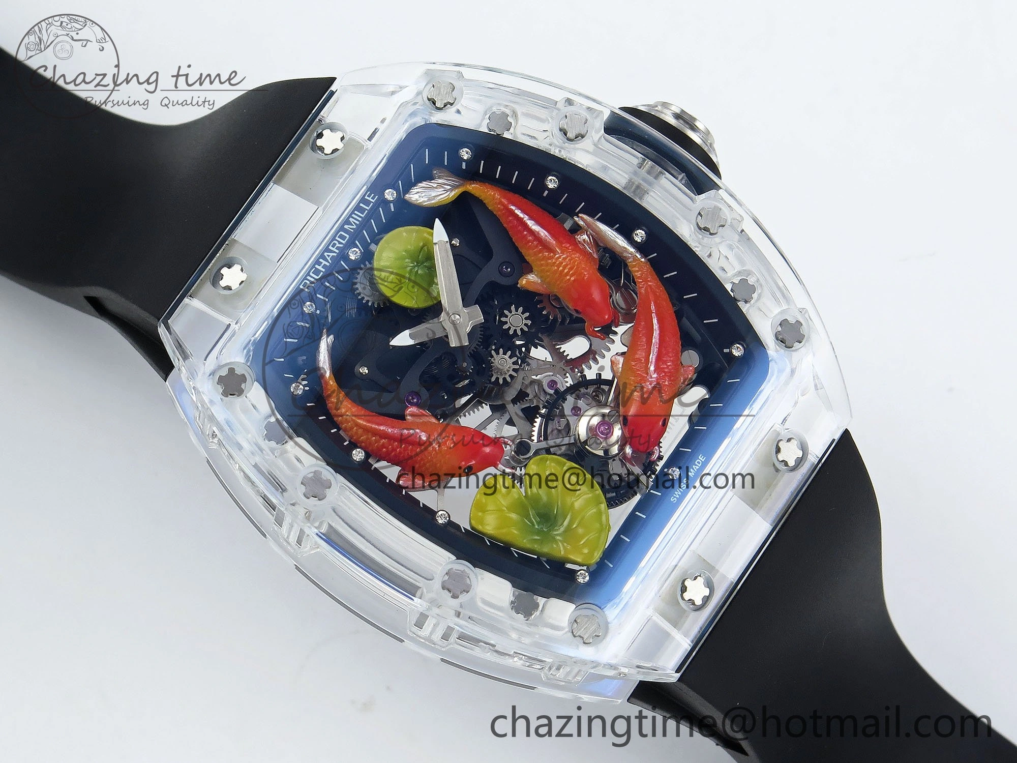 RMS10 Tourbillon Transparent RMF Best Edition Koi Fish Dial on Black Rubber Strap