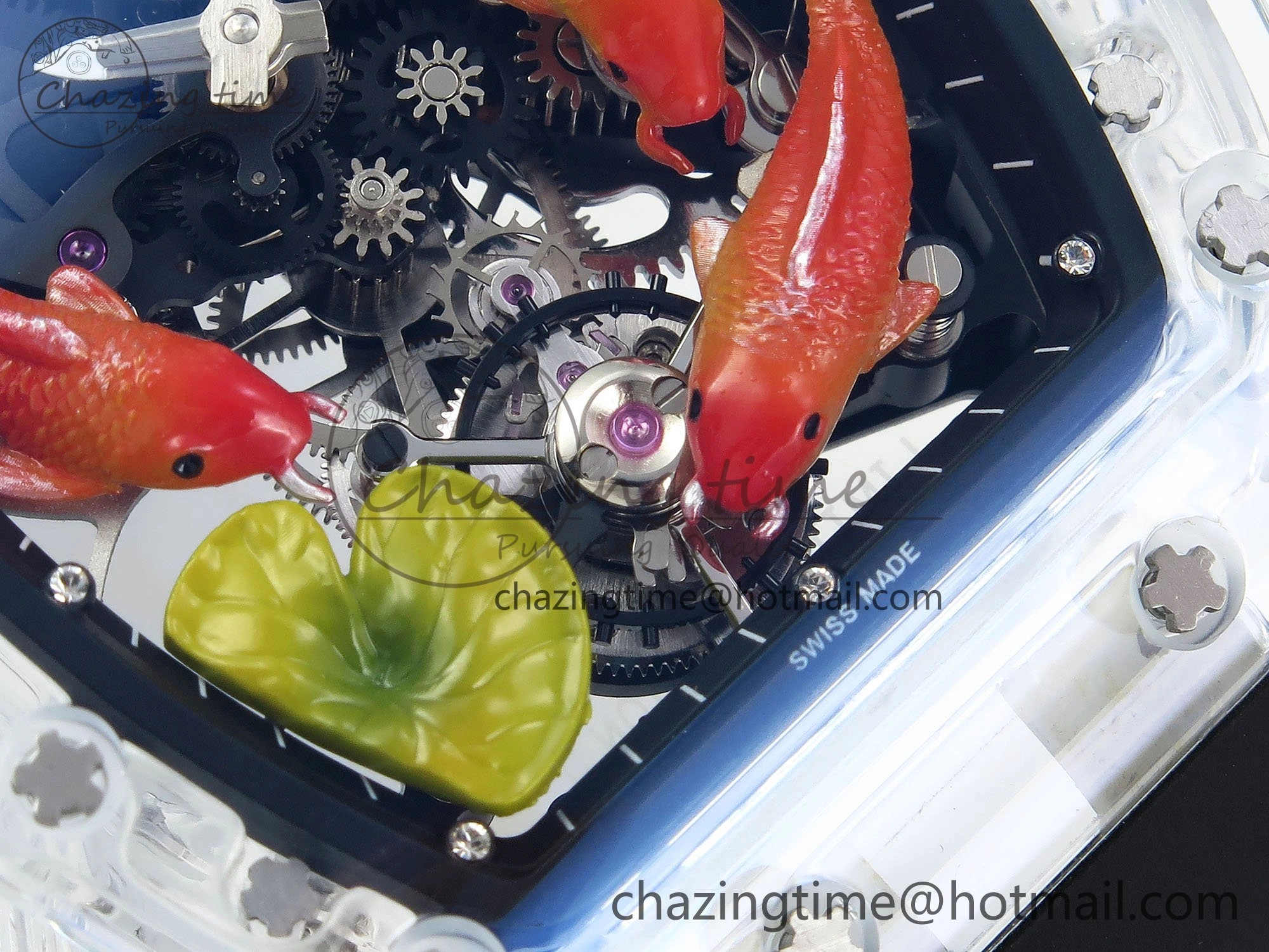 RMS10 Tourbillon Transparent RMF Best Edition Koi Fish Dial on Black Rubber Strap