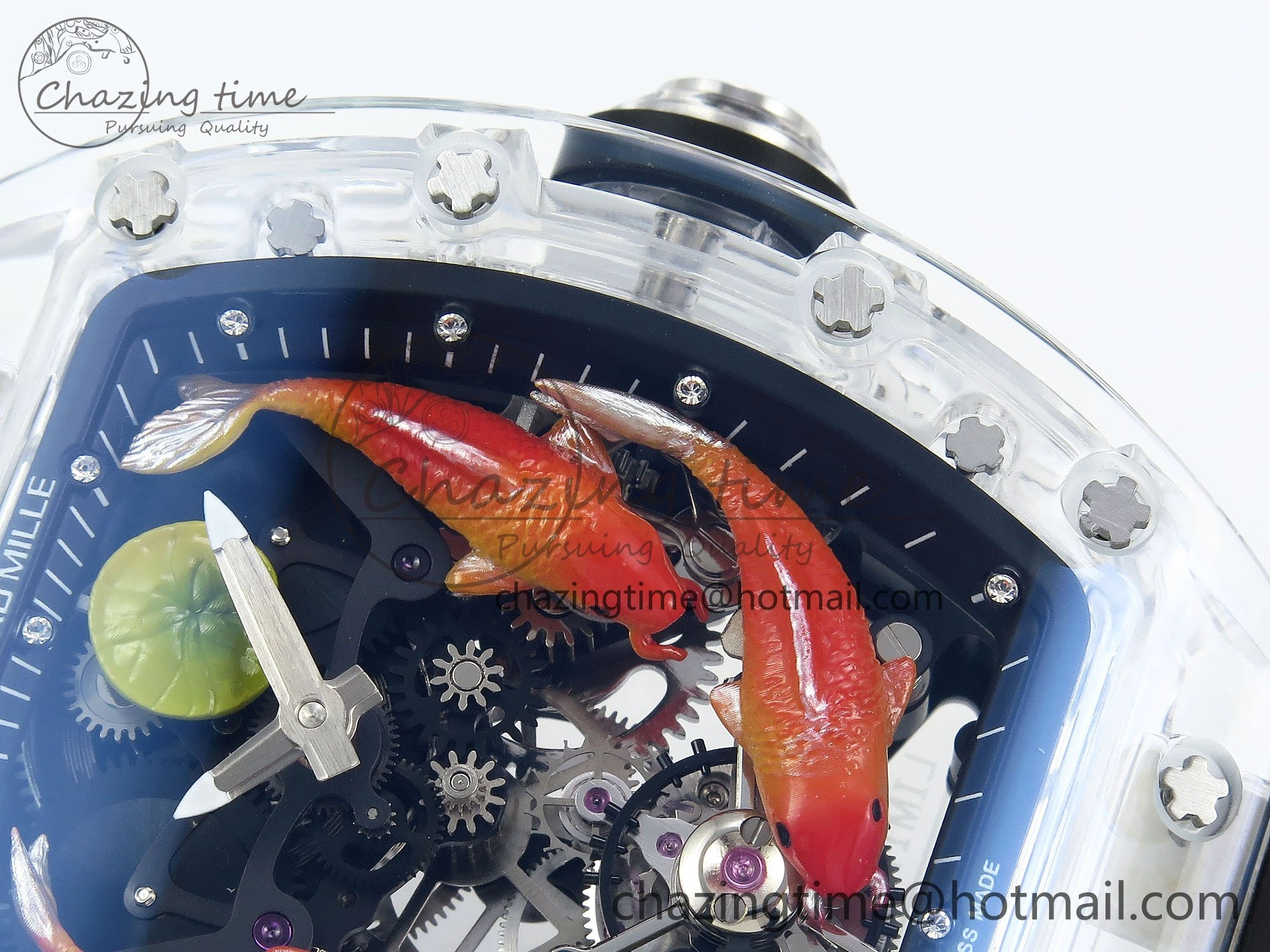 RMS10 Tourbillon Transparent RMF Best Edition Koi Fish Dial on Black Rubber Strap