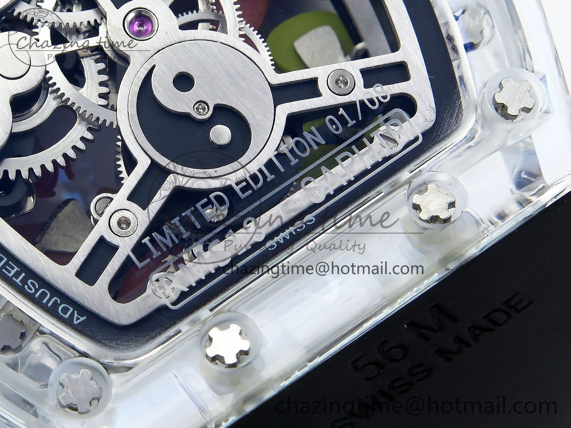 RMS10 Tourbillon Transparent RMF Best Edition Koi Fish Dial on Black Rubber Strap