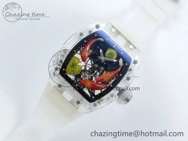 RMS10 Tourbillon Transparent RMF Best Edition Koi Fish Dial on Transparent Rubber Strap