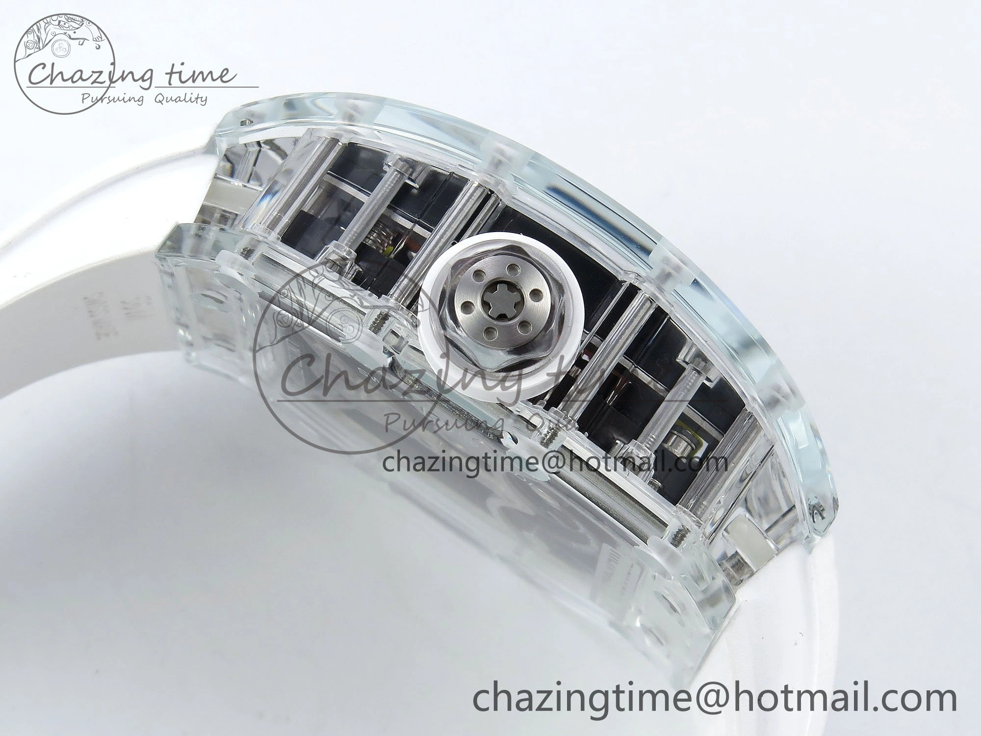 RMS10 Tourbillon Transparent RMF Best Edition Koi Fish Dial on White Rubber Strap