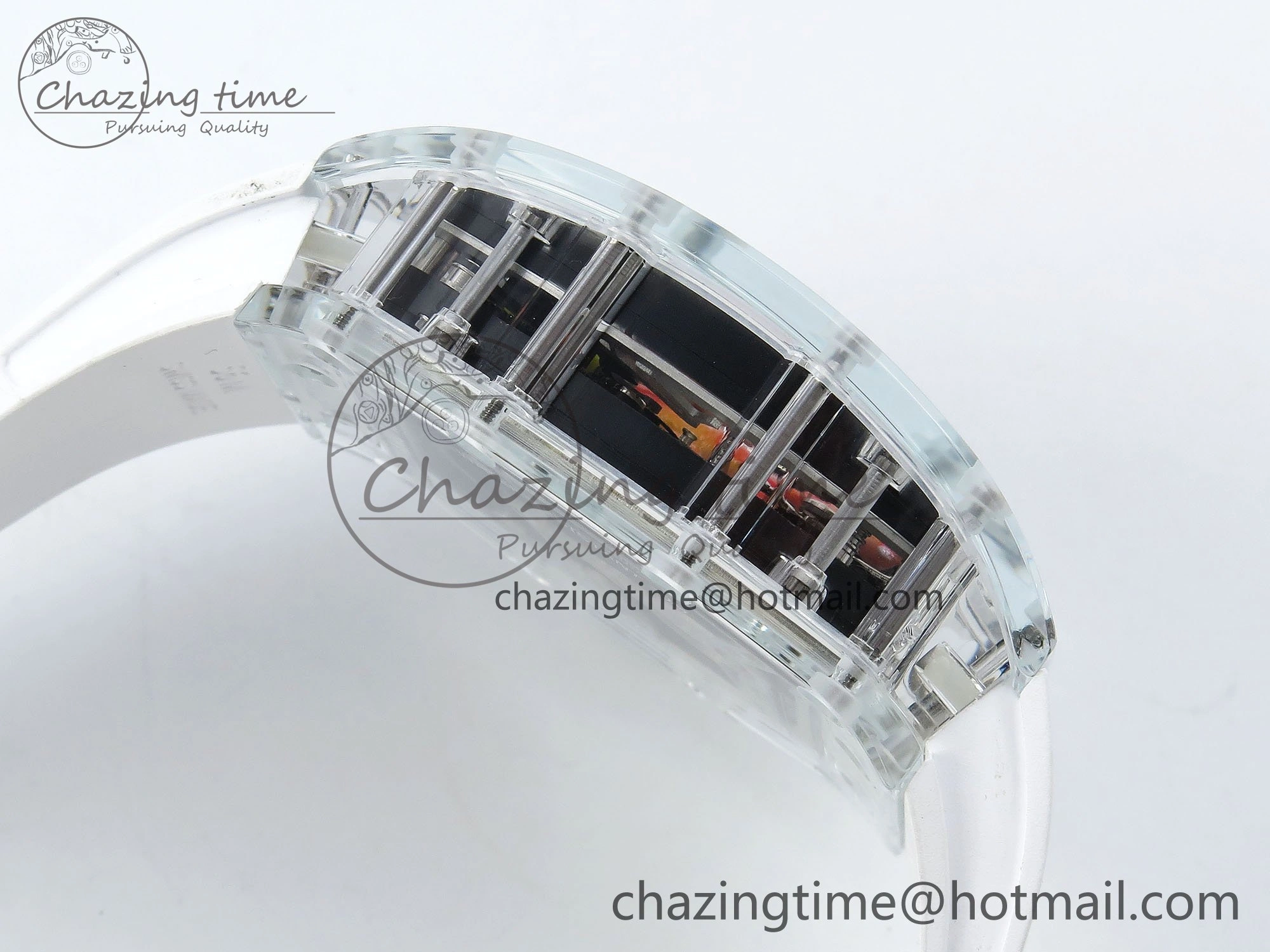 RMS10 Tourbillon Transparent RMF Best Edition Koi Fish Dial on White Rubber Strap