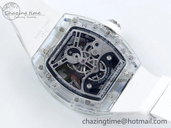 RMS10 Tourbillon Transparent RMF Best Edition Koi Fish Dial on White Rubber Strap