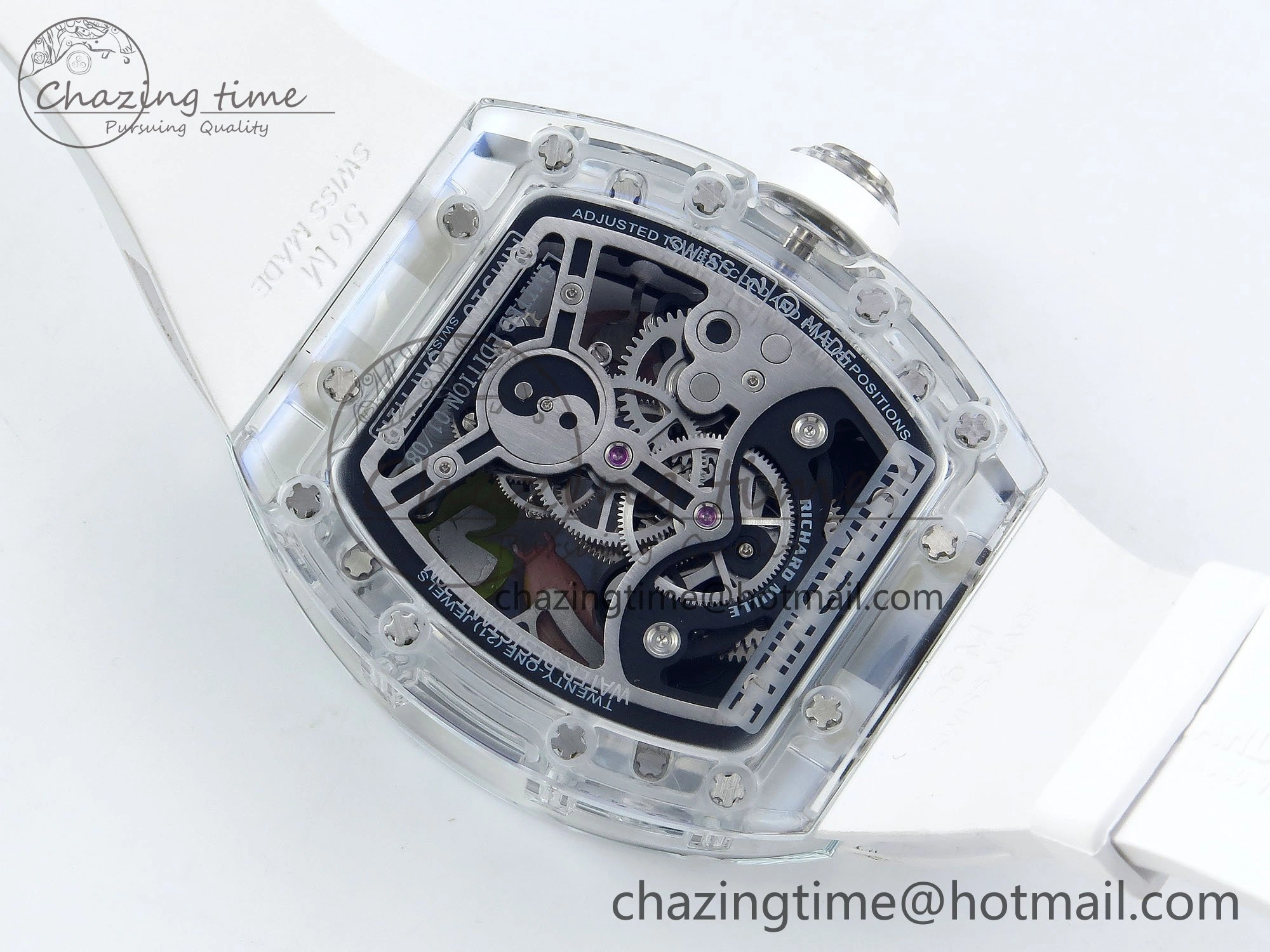 RMS10 Tourbillon Transparent RMF Best Edition Koi Fish Dial on White Rubber Strap