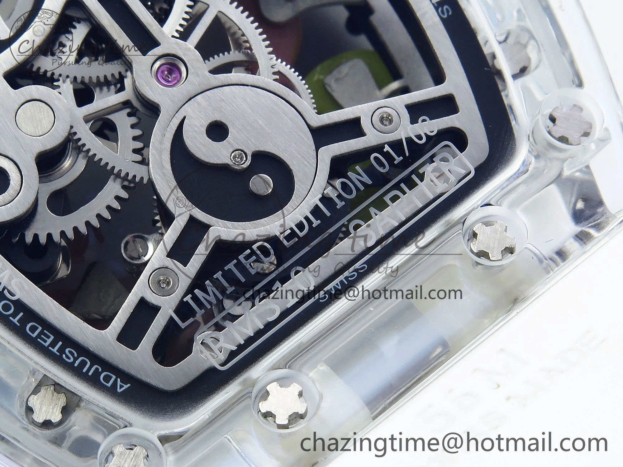 RMS10 Tourbillon Transparent RMF Best Edition Koi Fish Dial on White Rubber Strap