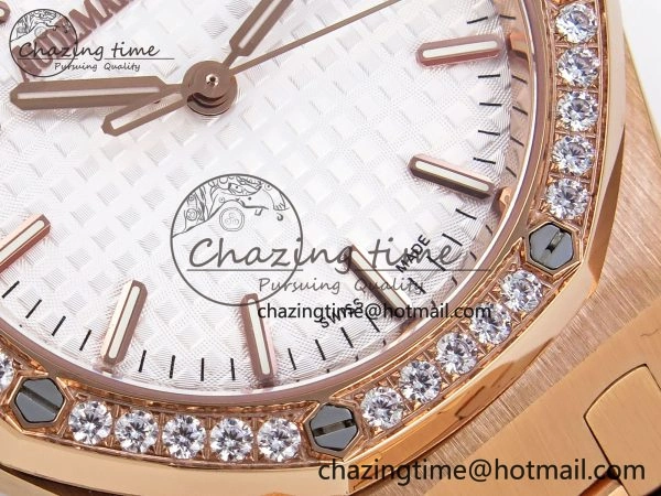 ROYAL OAK 34MM RG BF BEST EDITION WHITE DIAL DIAMONDS BEZEL ON RG BRACELET A5800