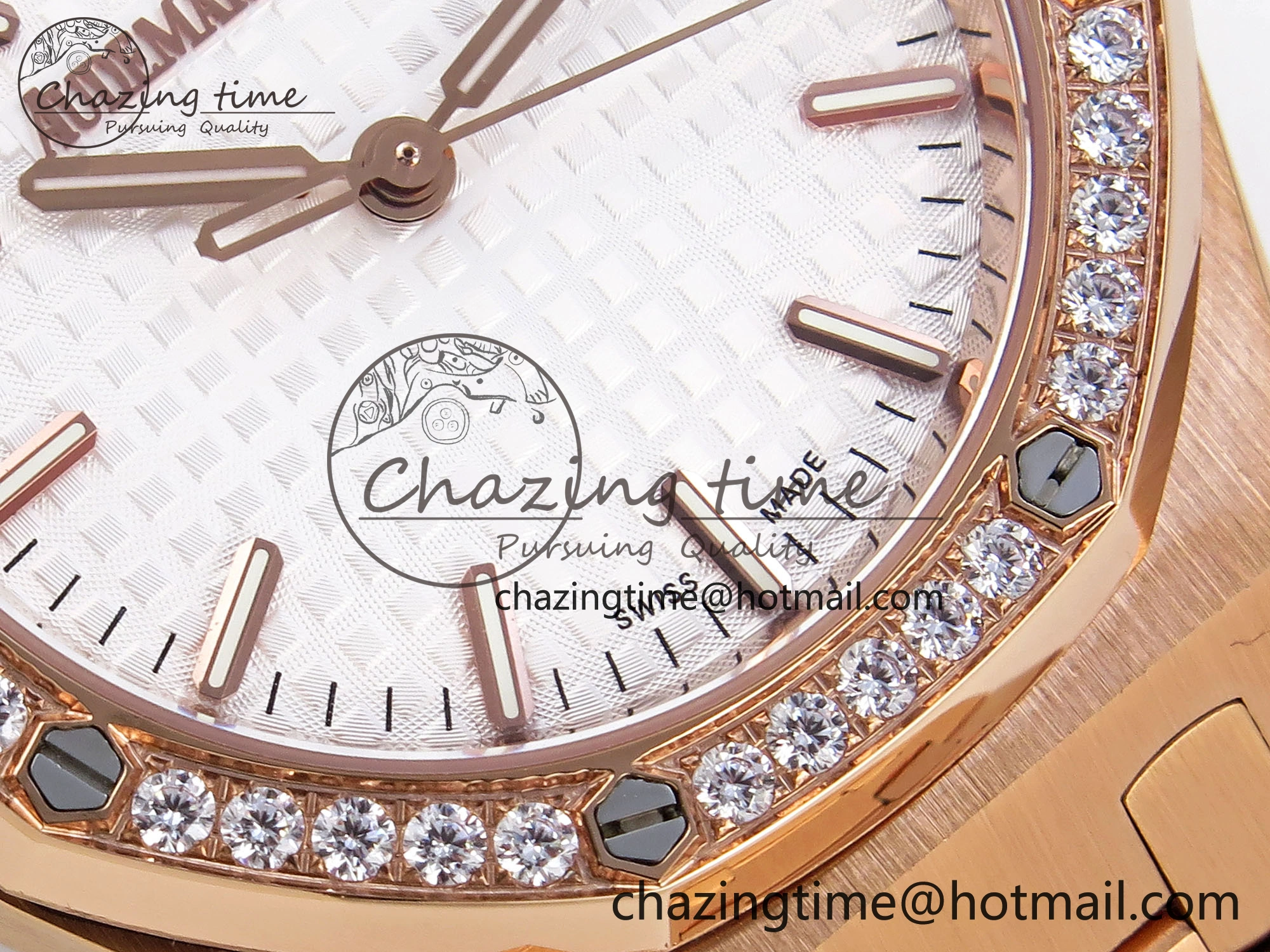ROYAL OAK 34MM RG BF BEST EDITION WHITE DIAL DIAMONDS BEZEL ON RG BRACELET A5800