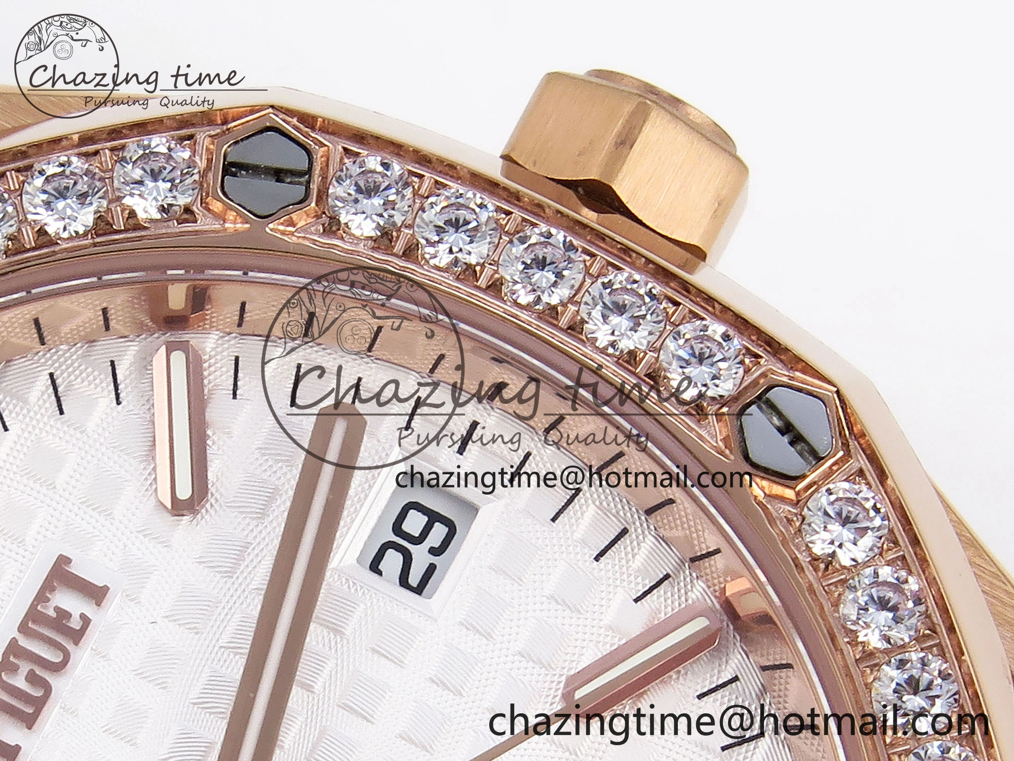 ROYAL OAK 34MM RG BF BEST EDITION WHITE DIAL DIAMONDS BEZEL ON RG BRACELET A5800