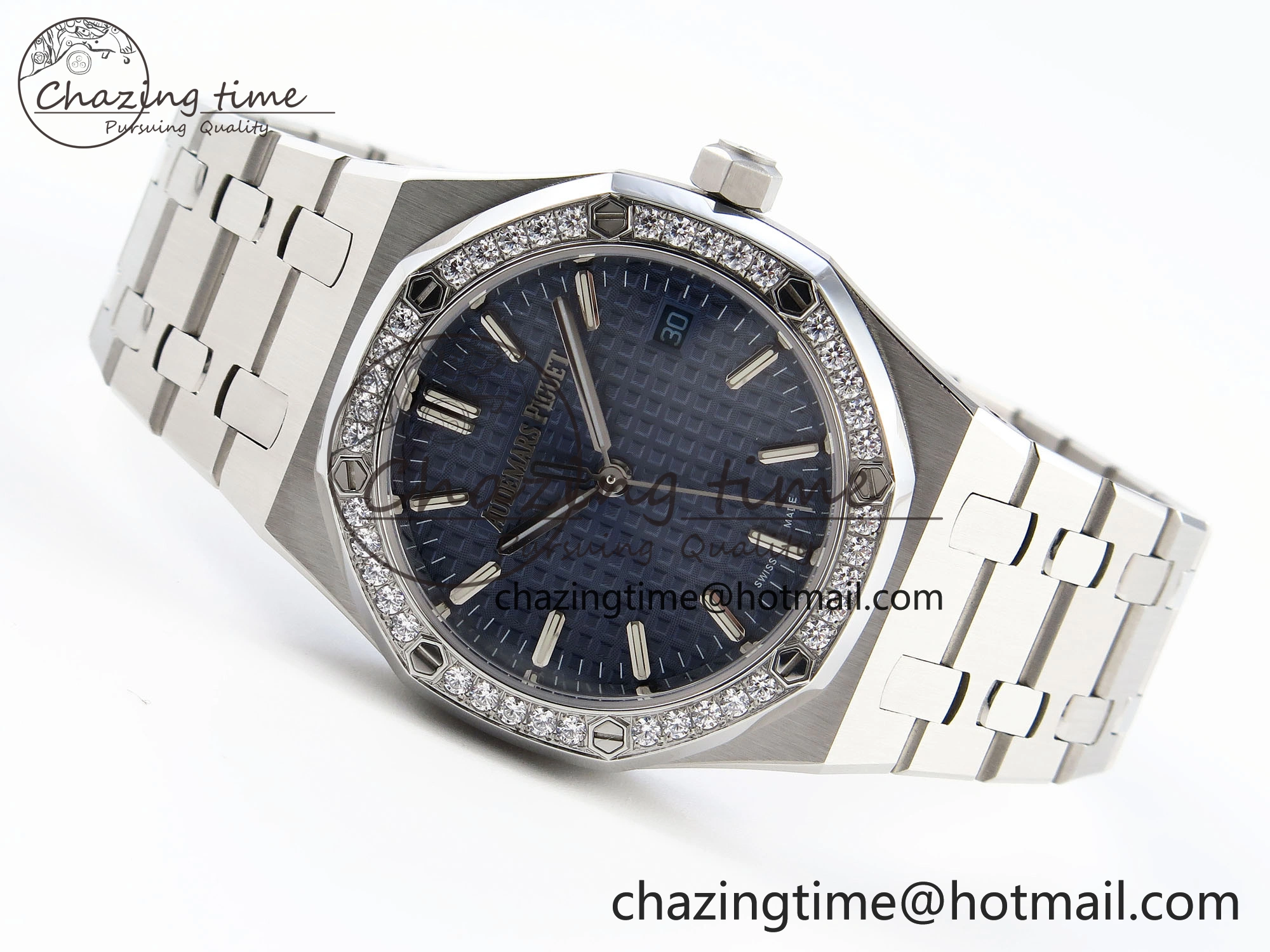 ROYAL OAK 34MM SS BF BEST EDITION BLUE DIAL DIAMONDS BEZEL ON SS BRACELET A5800