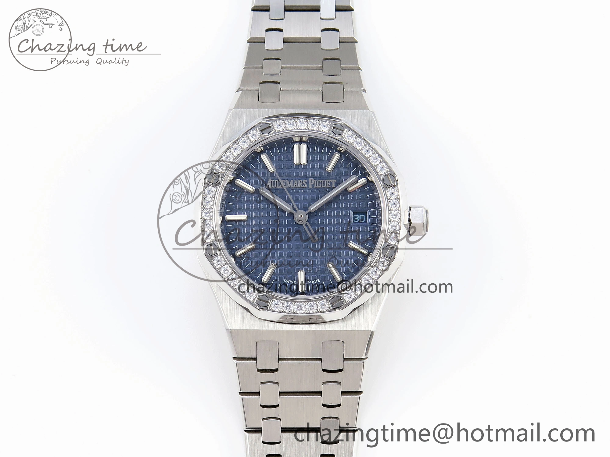 ROYAL OAK 34MM SS BF BEST EDITION BLUE DIAL DIAMONDS BEZEL ON SS BRACELET A5800