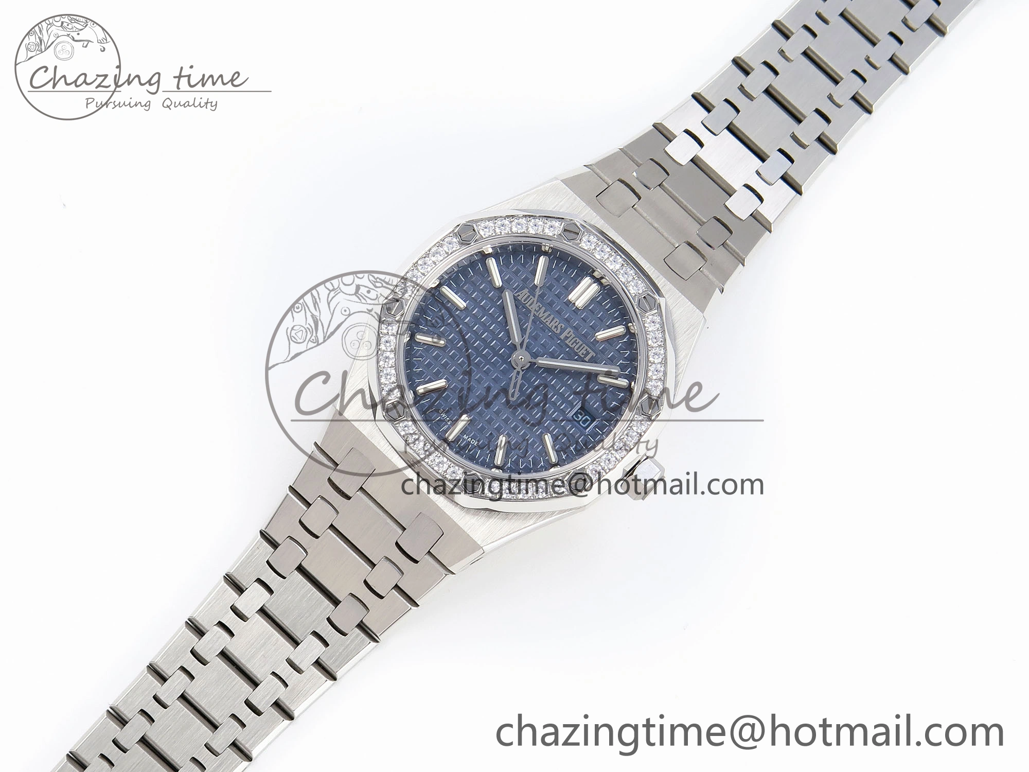 ROYAL OAK 34MM SS BF BEST EDITION BLUE DIAL DIAMONDS BEZEL ON SS BRACELET A5800