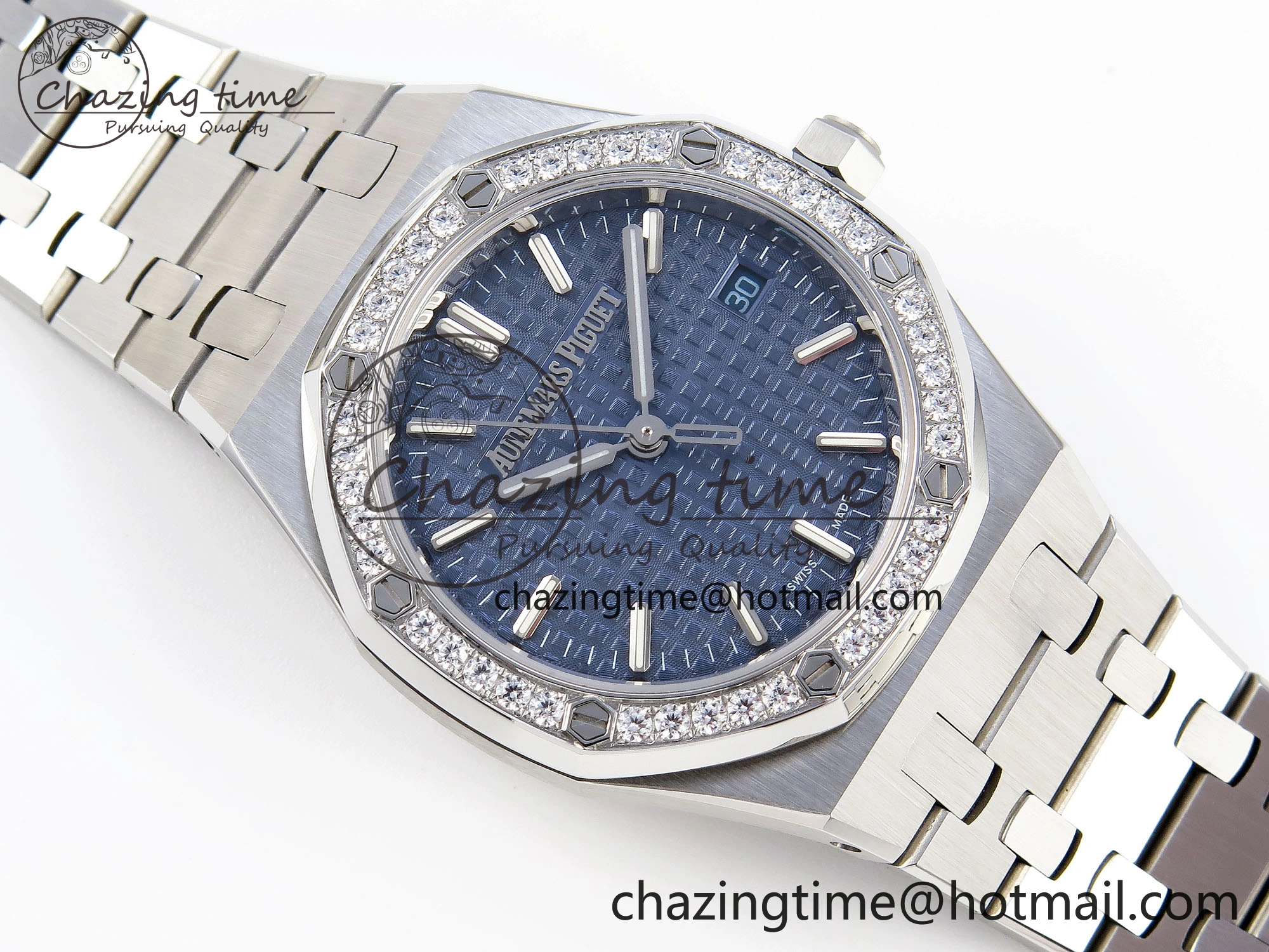 ROYAL OAK 34MM SS BF BEST EDITION BLUE DIAL DIAMONDS BEZEL ON SS BRACELET A5800